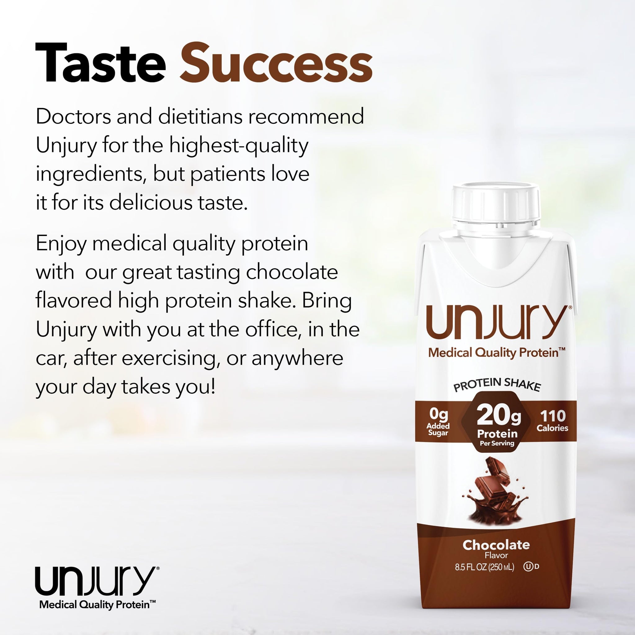 Unjury High Protein Shake Ready to Drink | Chocolate | 20g Grade-A Milk Protein Isolate | Lactose Free | 12 Servings Per Case