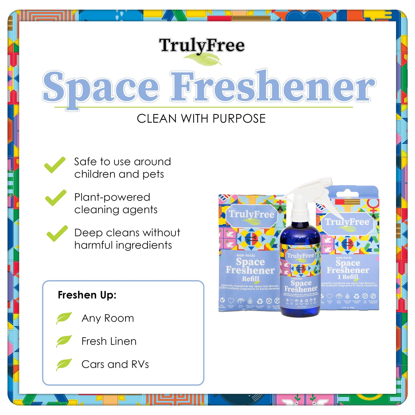 Truly Free Space Freshener Starter Kit, Lemongrass Essential Oil - Car and Air Fresheners for Home, Natural Odor Eliminator Room Spray, 12 oz Empty