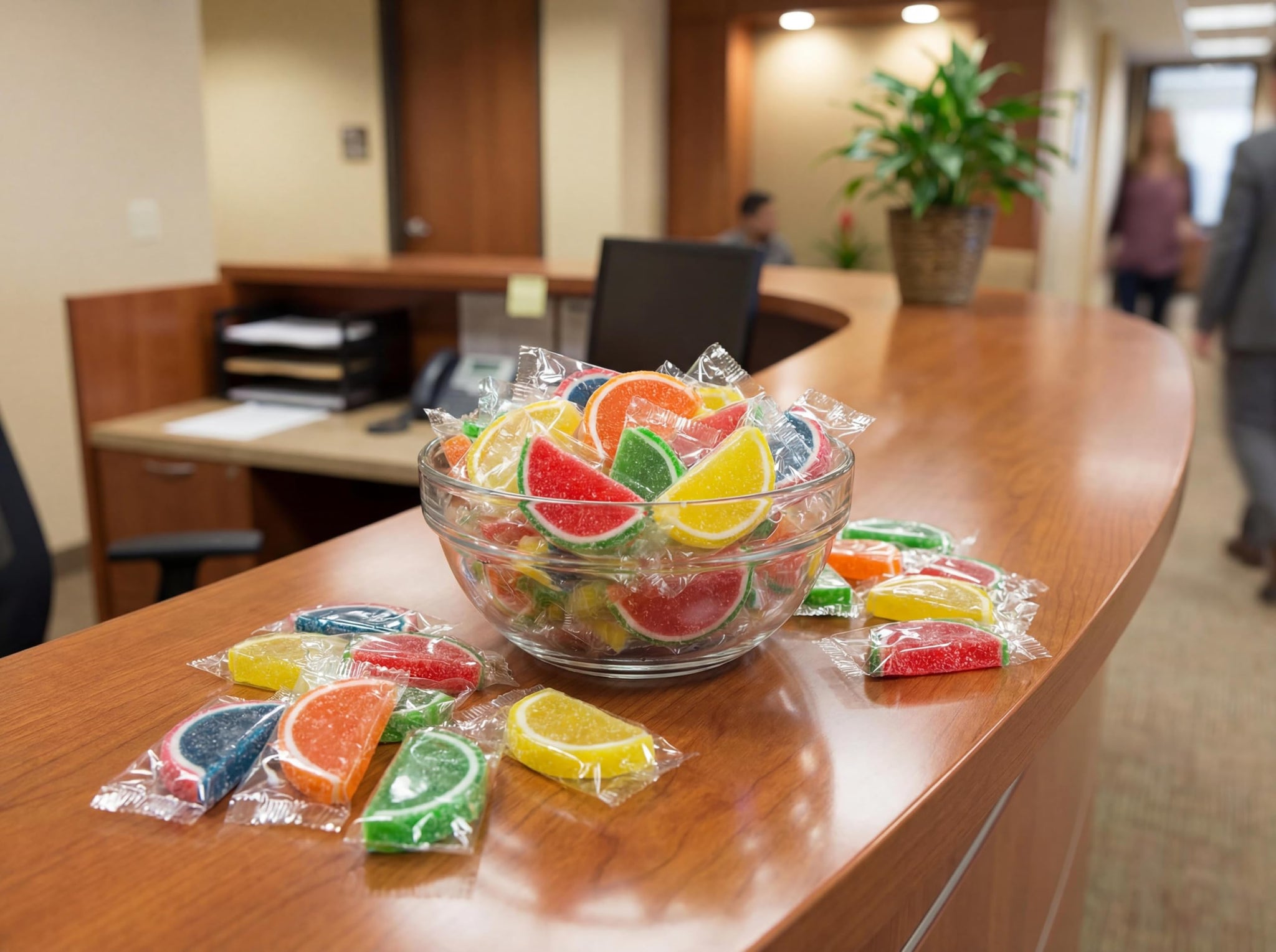 Fruit Slices Candy 1 lb Bulk Bag - Orange Lime Watermelon Cherry Blue Raspberry Lemon Sugar Coated Jelly Wedges, Soft Chewy Treats, Individually