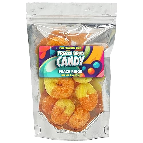 Freeze Dried Candy Peach Rings Variety Pack - Crunchy Candy Snack - Space Theme Party Favor Gift Idea, 2 oz