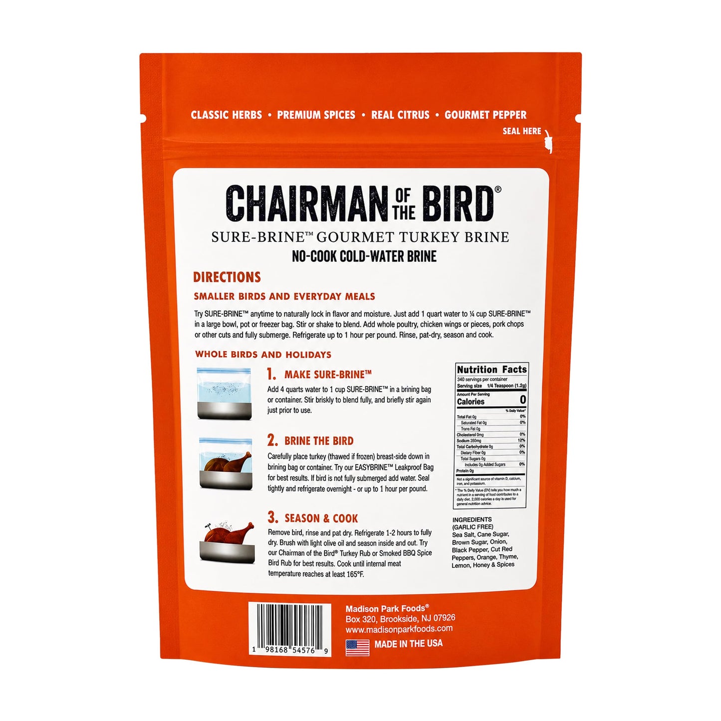 Chairman of the Bird Gourmet Turkey Brine Mix, Sure-Brine, Two 25+ lb Birds