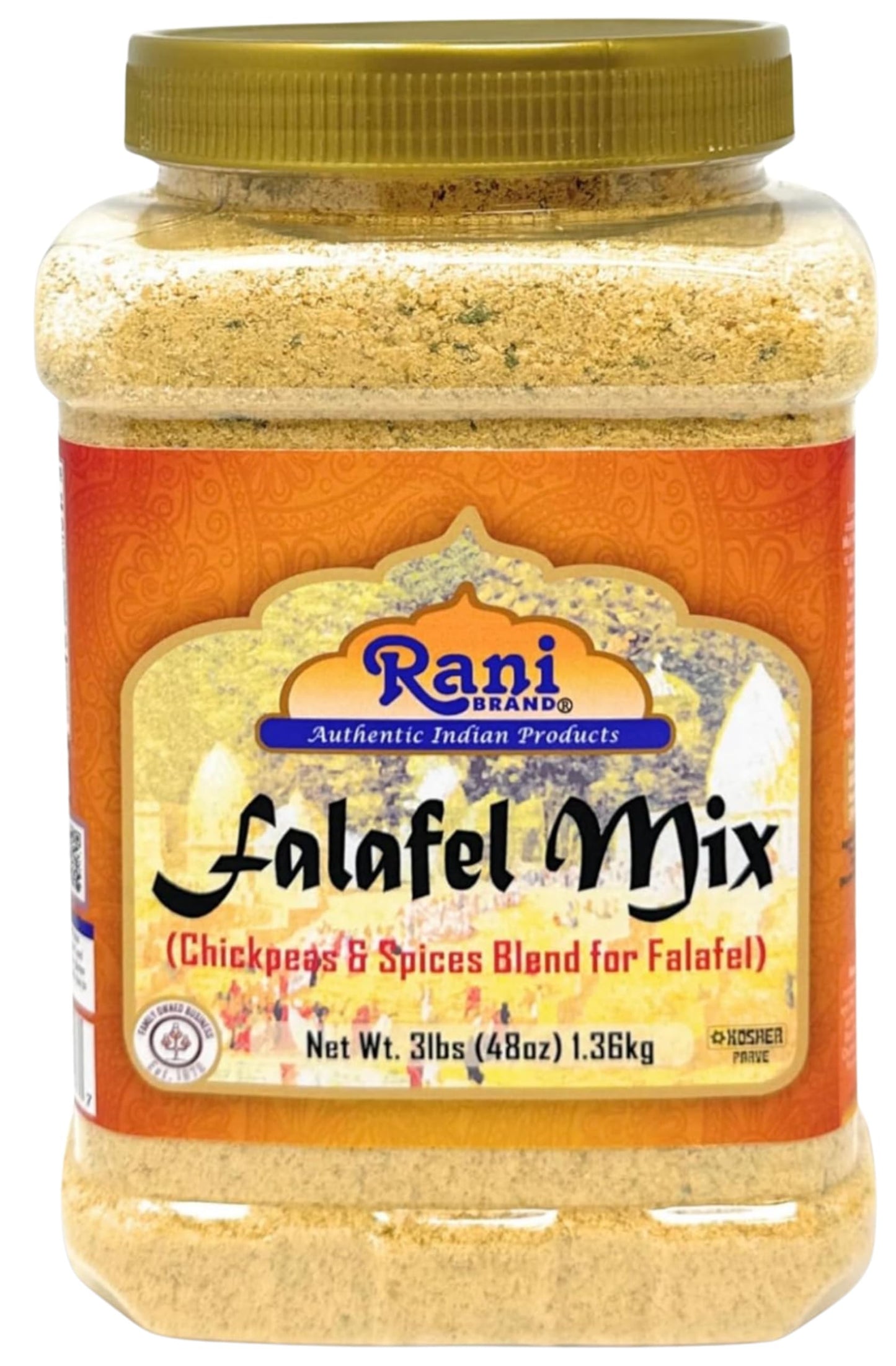 Rani Falafex Mix (Chickpeas & Spices Blend for Falafel) 48oz (3lbs) 1.36kg PET Jar ~ Gluten Friendly | NON-GMO | Kosher | Product of USA