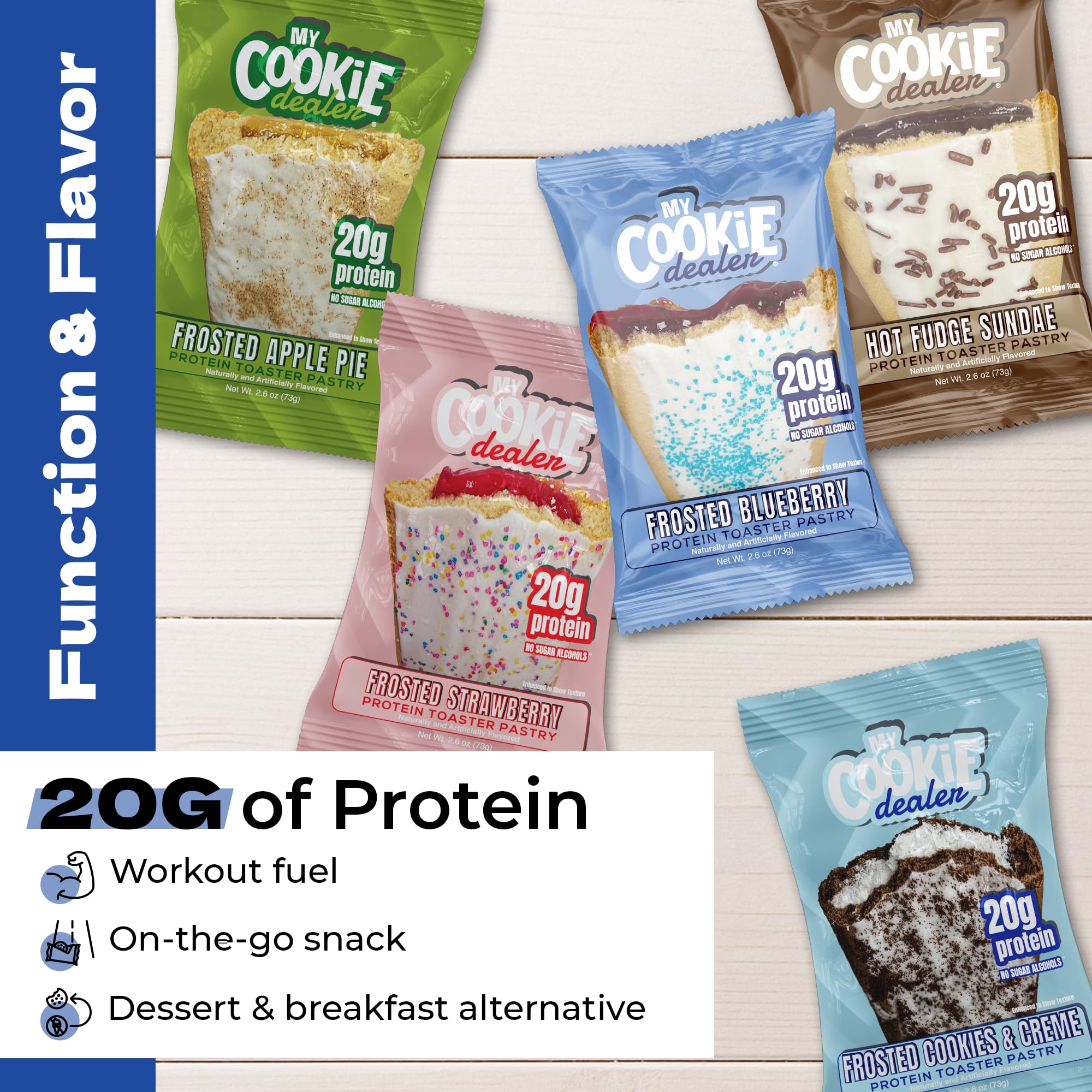 My Cookie Dealer Protein Toaster Pastry Snacks, Variety 5 Pack - 20g High Protein Snacks for Adults - Healthy Post Workout & On-The-Go Travel Treats