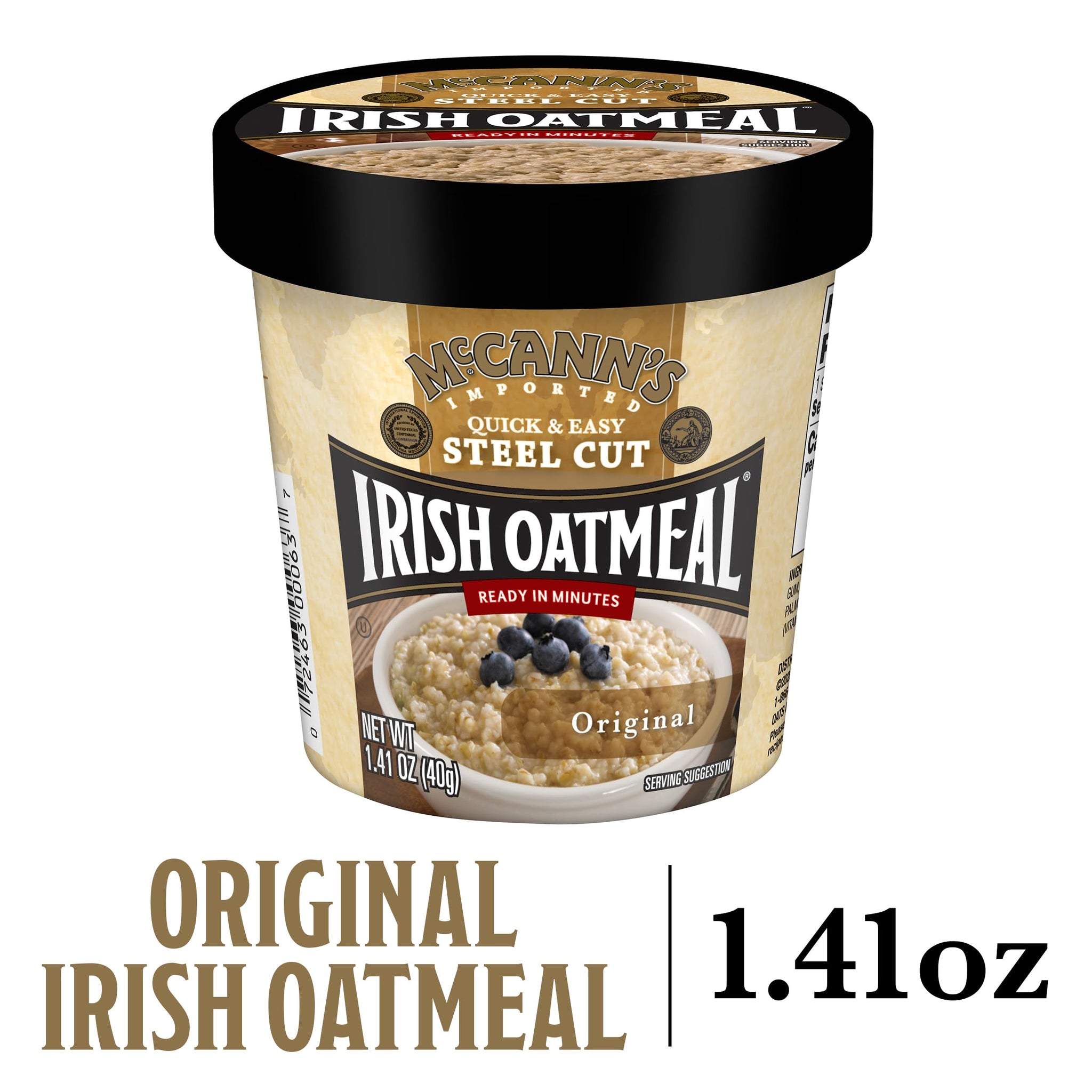 McCann's Irish Oatmeal Instant Oatmeal Cup, Original, 1.4 Ounce (Pack of 12)