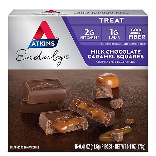 Atkins Endulge Treat Milk Chocolate Caramel Squares. Smooth & Decadent. Keto-Friendly. (15 Pieces)