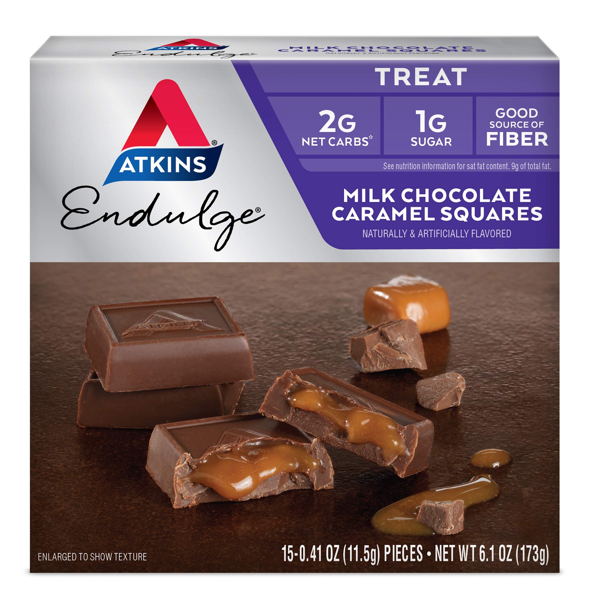 Atkins Endulge Treat Milk Chocolate Caramel Squares. Smooth & Decadent. Keto-Friendly. (15 Pieces)