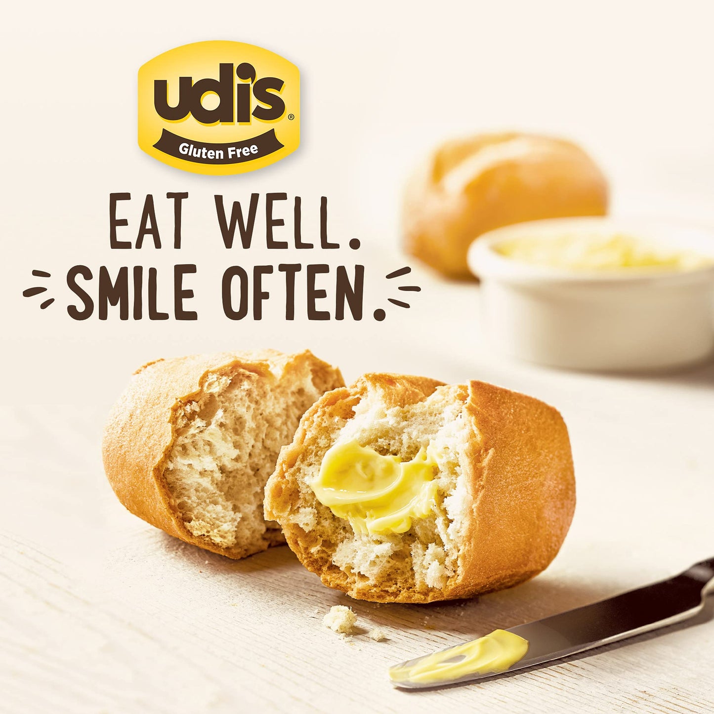 Udi's Gluten-free Classic French Dinner Rolls, 2 Packs, Each Pack Has 6 Rolls for 8.47 Ounces (Pack of 2 (Total 12 Dinner Rolls))