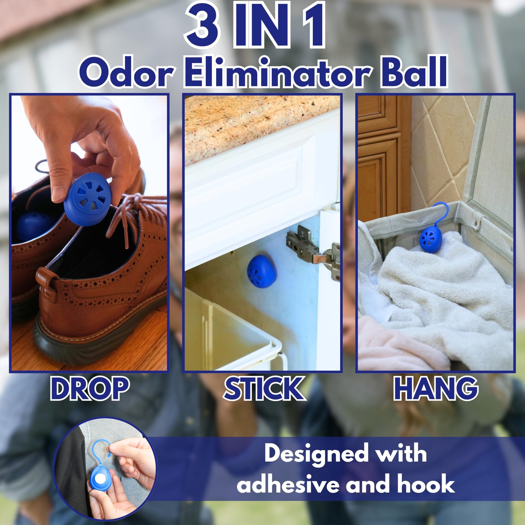 Air Jungles Shoe Deodorizer Balls 6 Ct, Ocean Scent, Odor Remover Balls for Sneakers, Gym Bags, Lockers, Closets, Hampers, and Drawers, Essential Oil