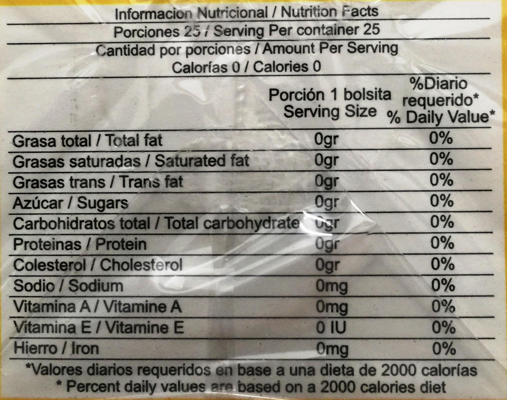 Manzanilla Té Con Miel. 25 Tea Bags. Camomile Tea with Honey. 2-PACK (50 Tea bags Total) (50 Bolsas)