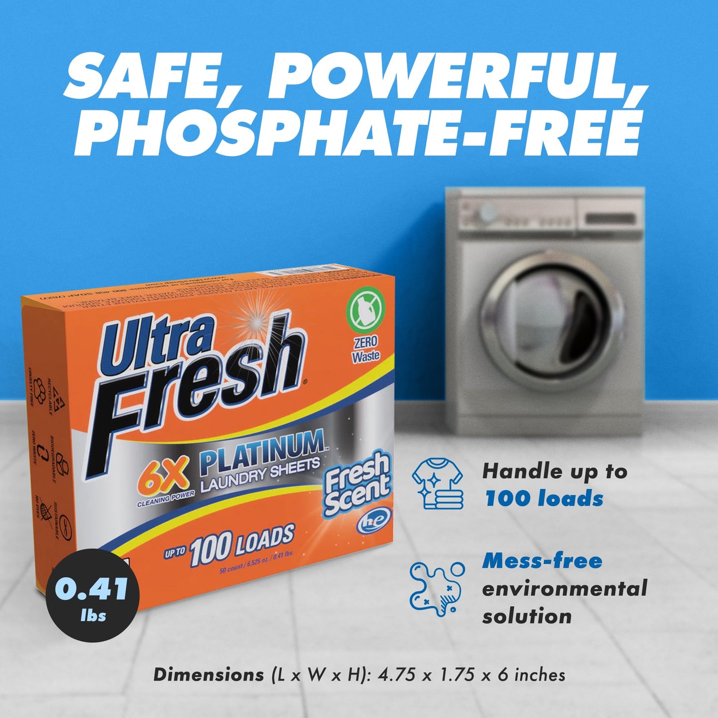 Ultra Fresh Platinum 2 Pack Laundry Soap Detergent Sheets, Ultra Concentrated, Stain Fighting, Fresh Scent, 200 Loads