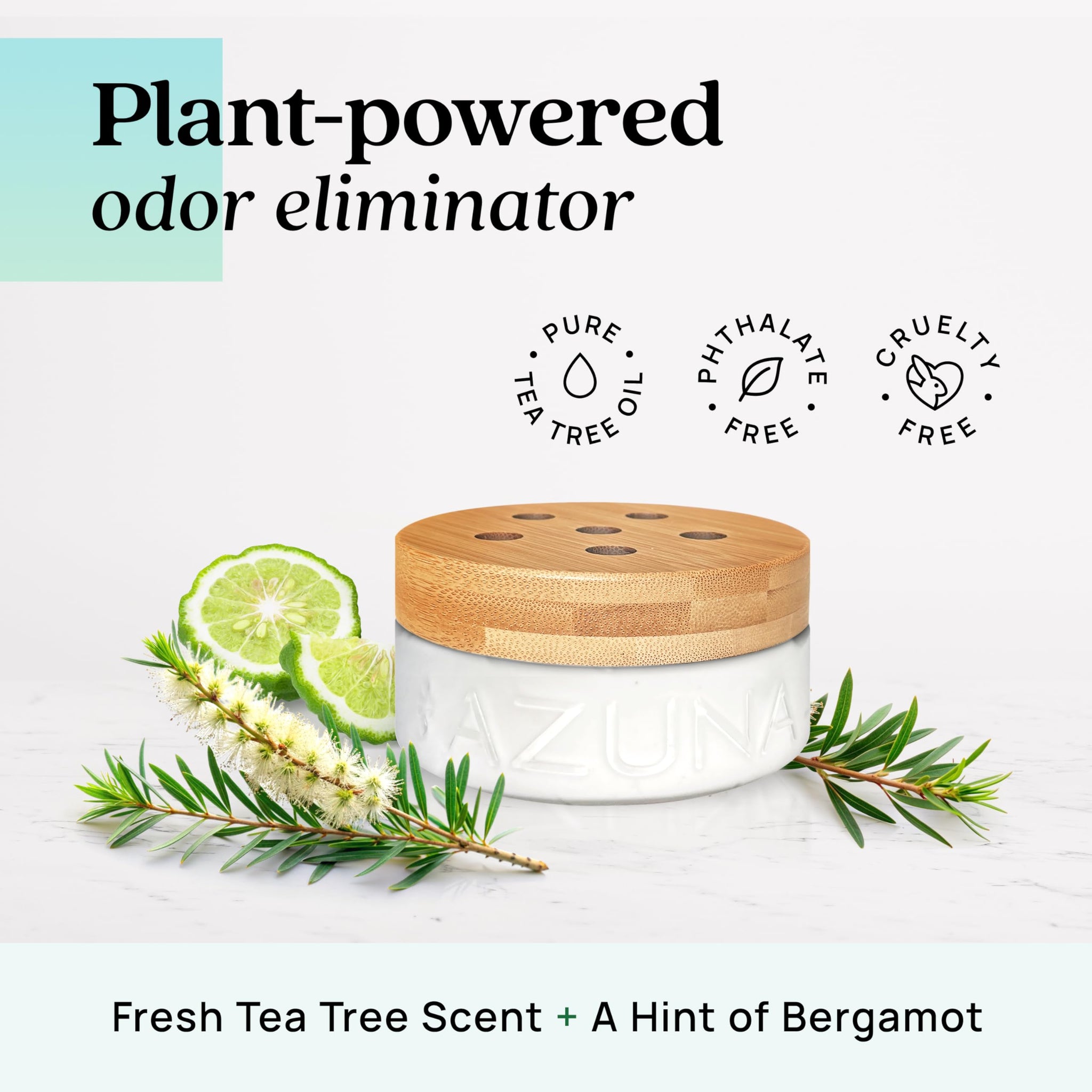 Azuna Air Freshener and Odor Eliminator for Strong Odor Gel 12oz Refill Pouch with Tea Tree Oil | Plant-Based & Long Lasting | Pet, Smoke, Home