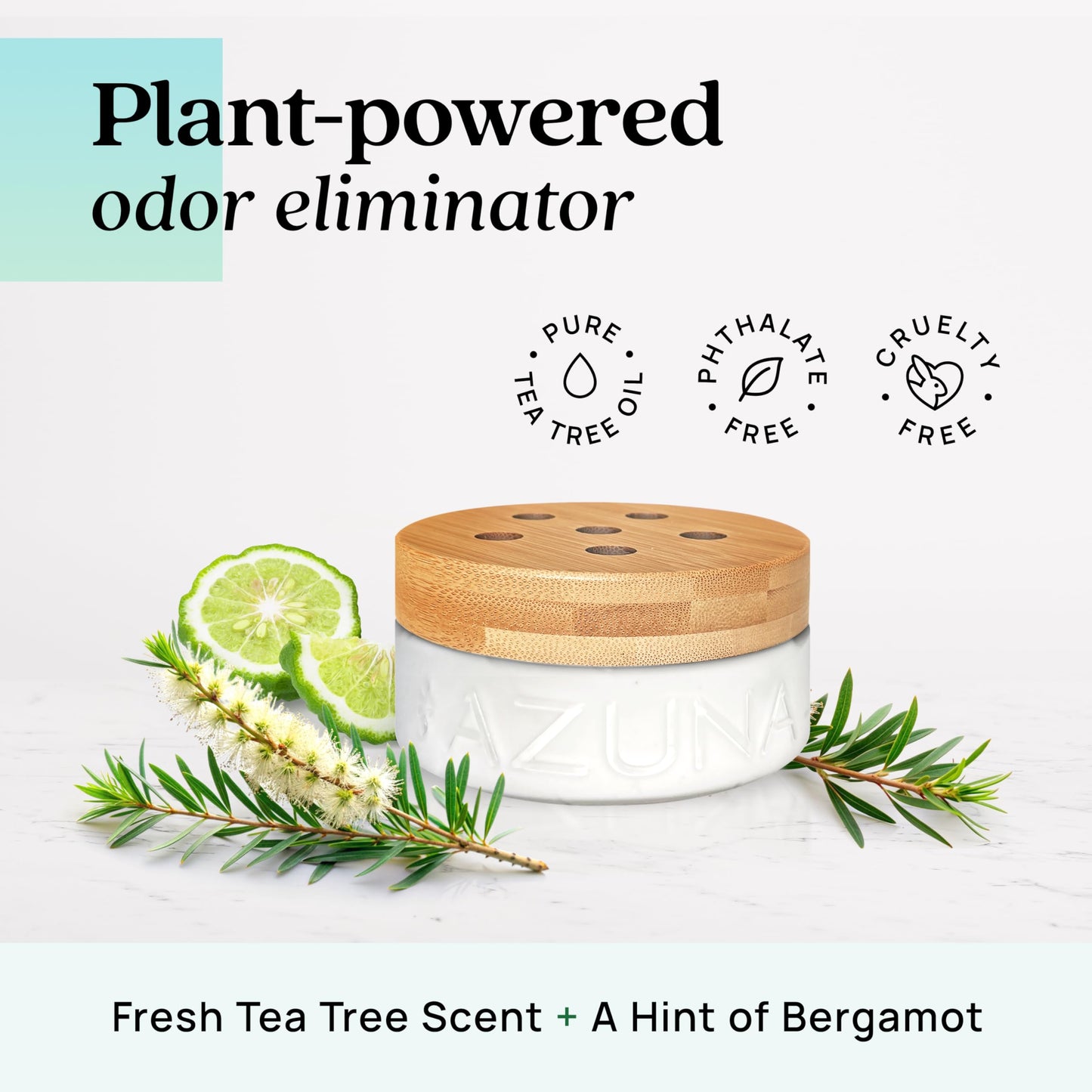 Azuna Air Freshener and Odor Eliminator for Strong Odor Gel 24oz Refill Pouch with Tea Tree Oil | Plant-Based & Long Lasting | Pet, Smoke, Home