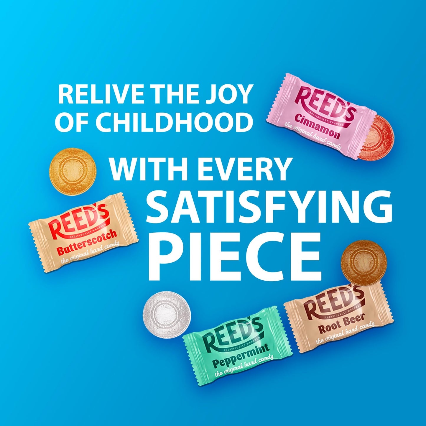 Reed’s Individually Wrapped Peppermint Candy | Traditional Peppermint Hard Candy | Reed’s Candy Hard Peppermint Minty Fresh and Surprisingly Sweet
