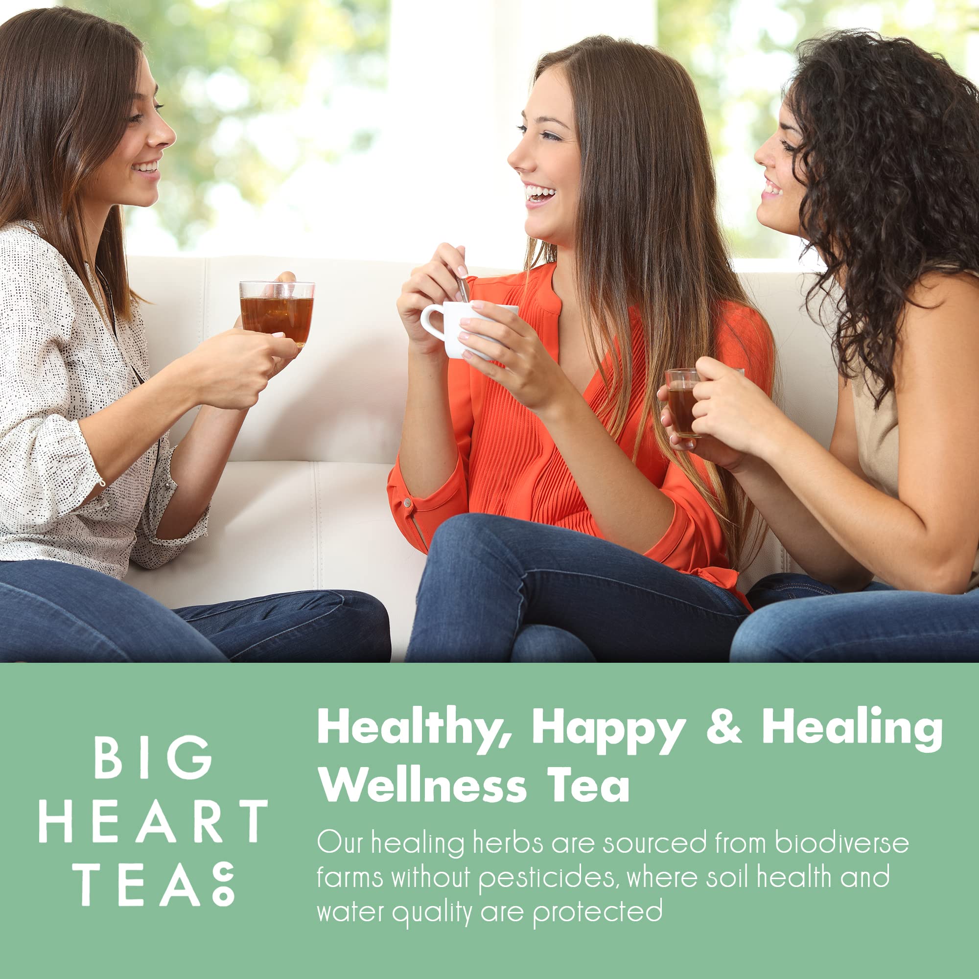 Big Heart Tea Co. Tea Bags - Royal Treatmint Lavender Mint - Certified Organic, Ayurvedic Herbal Decaf Tea in Zero Plastic Sachets - Small Batch