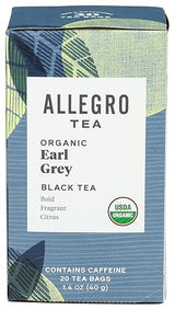 Allegro Tea, Organic Earl Grey Tea Bags, 20 ct