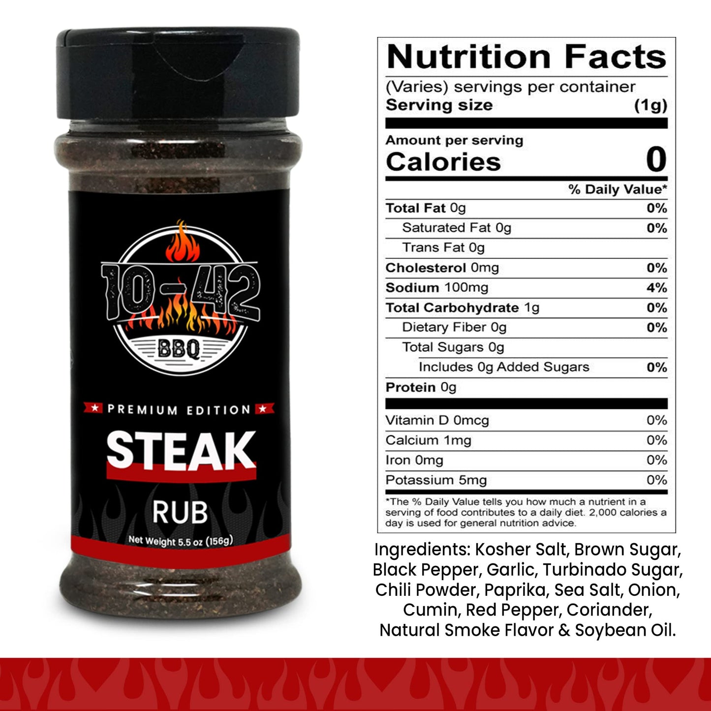 10-42 BBQ Steak Seasoning NO MSG, 0 Calorie | Meat Rub & Seasonings for Grilling, Beef & Pork | Grill the Best Steaks, Tomahawk, Ribeye, Sirloin