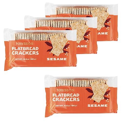 Kryssos Sesame Mini Flatbread Crackers, 6.5 oz, 4 Pack