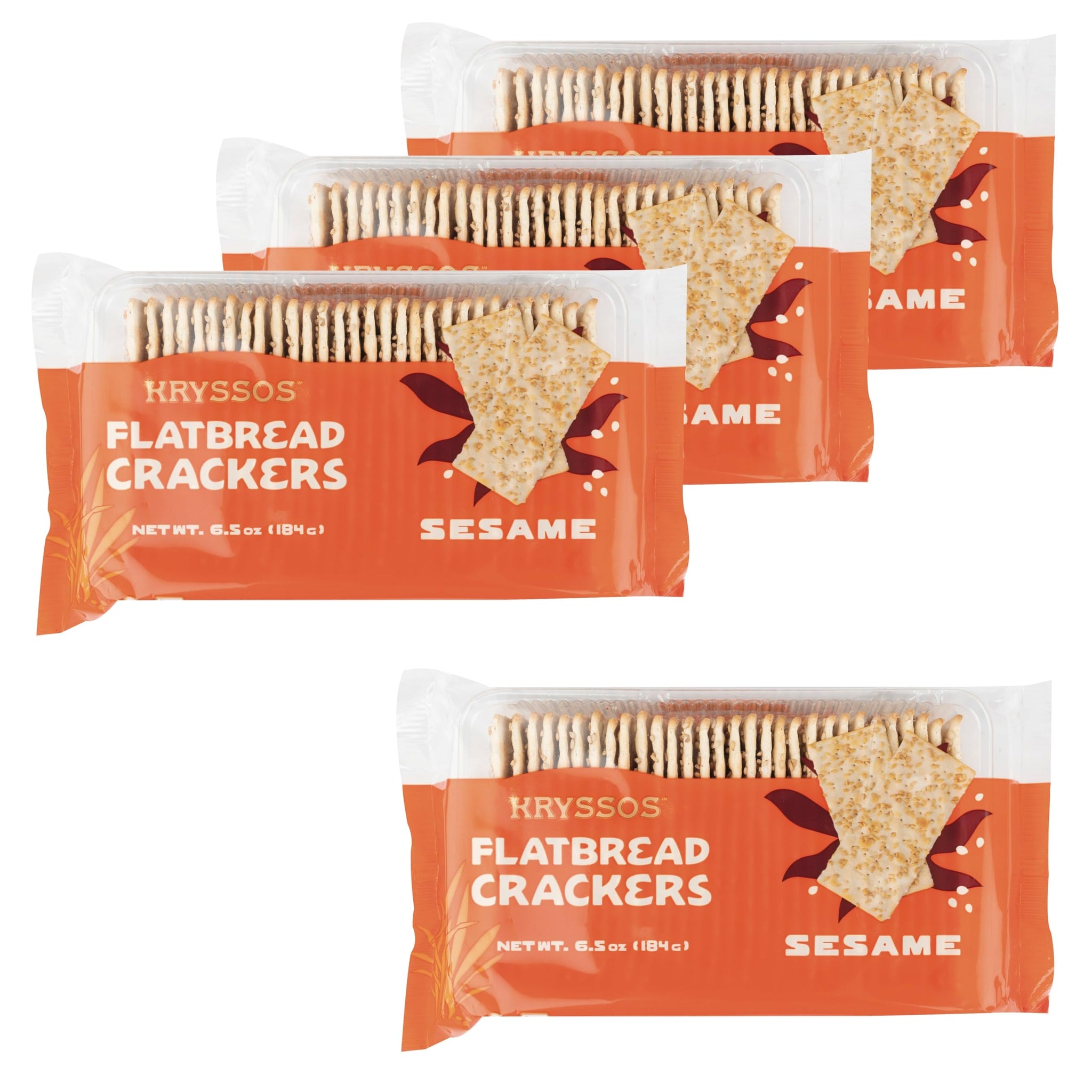 Kryssos Sesame Mini Flatbread Crackers, 6.5 oz, 4 Pack