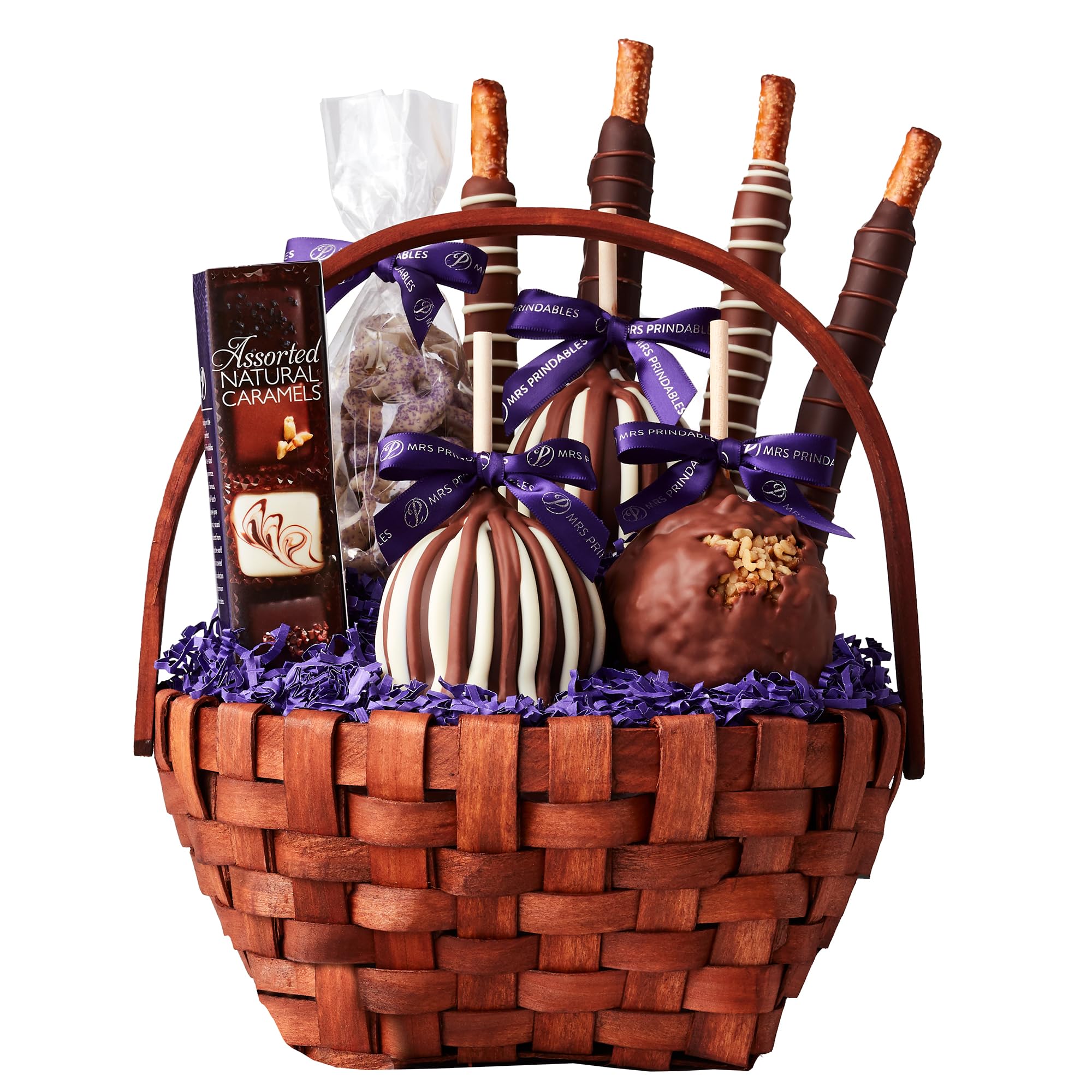 Mrs Prindables Gourmet Chocolate Covered Caramel Apples Candy Gift Basket