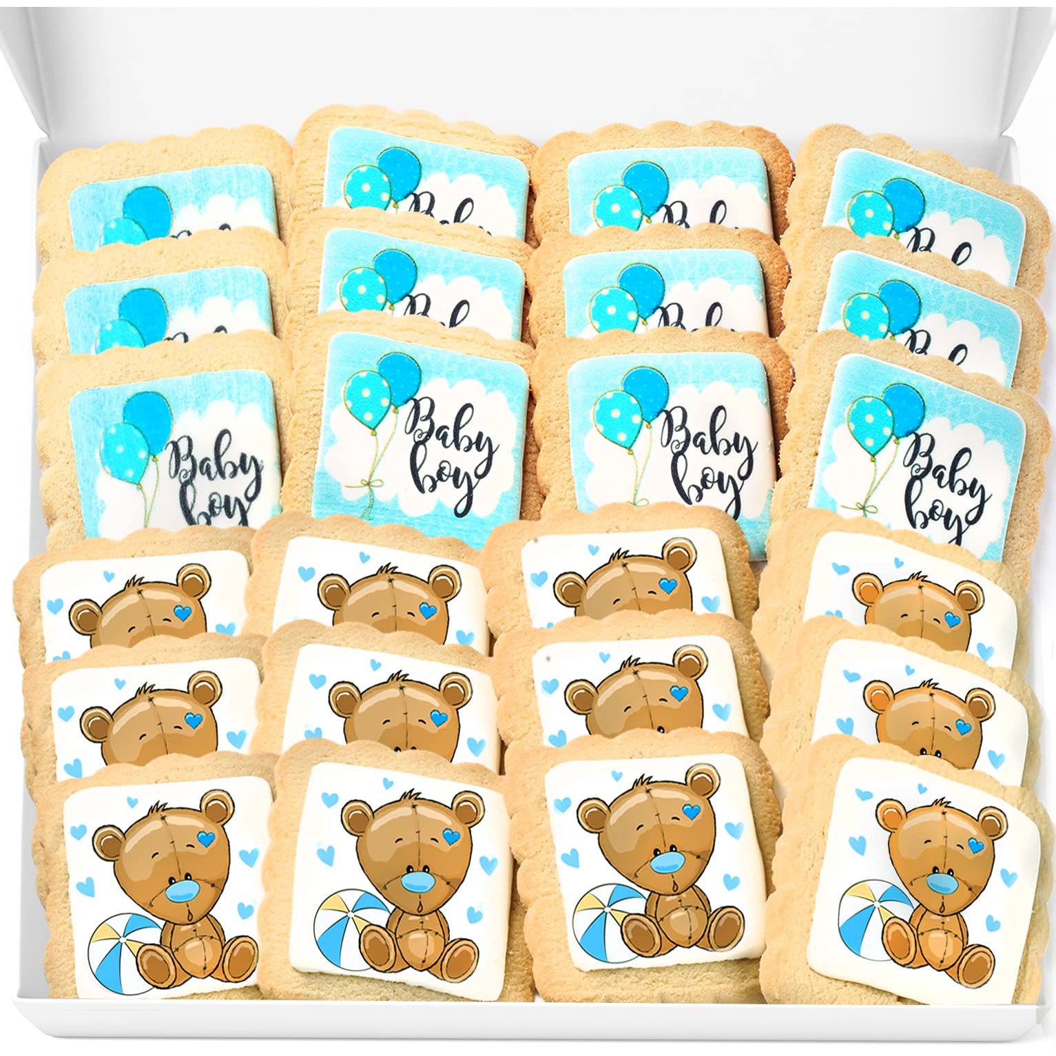 Baby Shower Cookies Baby Boy 24 PACK Dessert Table Party Favors Decorated Individually Wrapped Sugar Cookies Gift