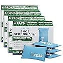 Litepak Shoe Deodorizer and Odor Eliminator Activated Charcoal Odor Absorber for Shoes and Gym Bags, Natural Bamboo Air Freshener for Boots, Closet Or
