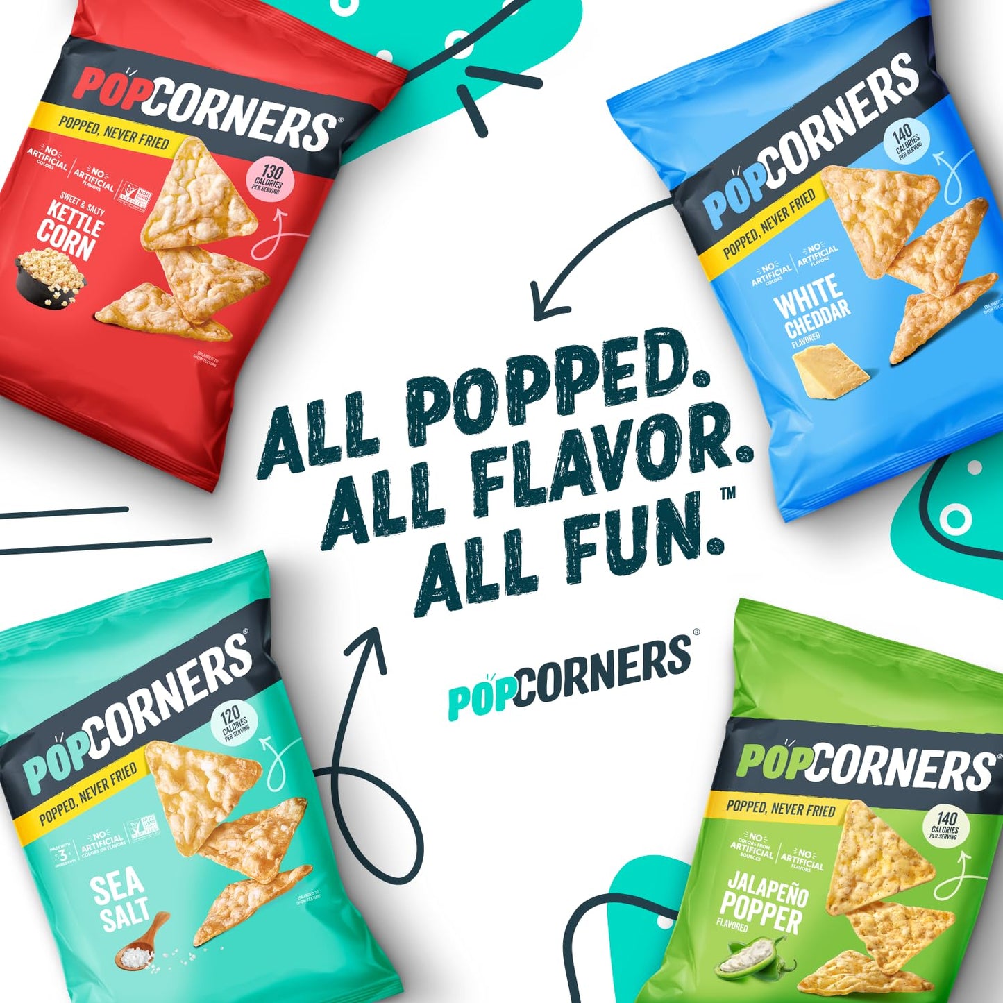 PopCorners Popped Corn Snacks, Core 3 Flavor Variety Pack, 1 Ounce (Contains 20 Packets) (Packaging May Vary), Kosher