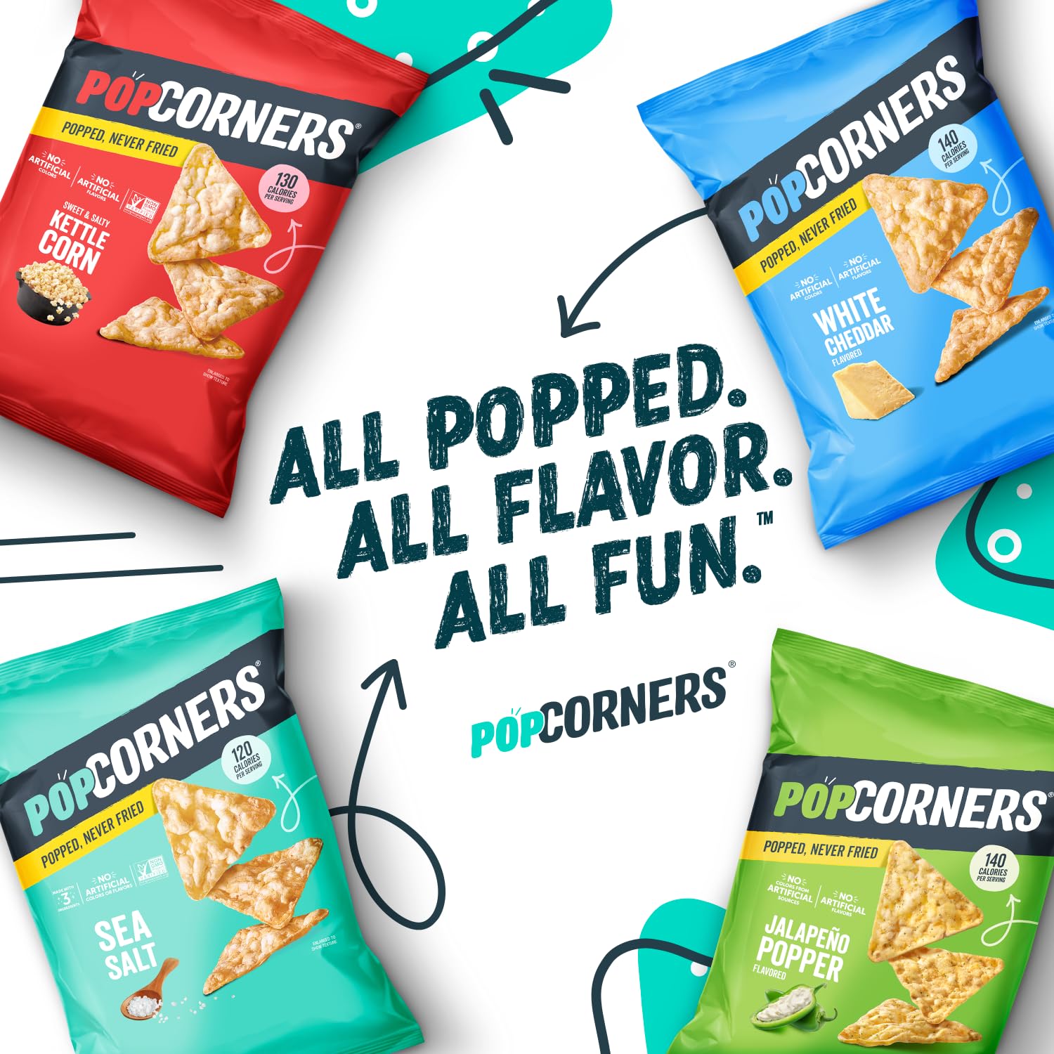 PopCorners Popped Corn Snacks, Core 3 Flavor Variety Pack, 1 Ounce (Contains 20 Packets) (Packaging May Vary), Kosher