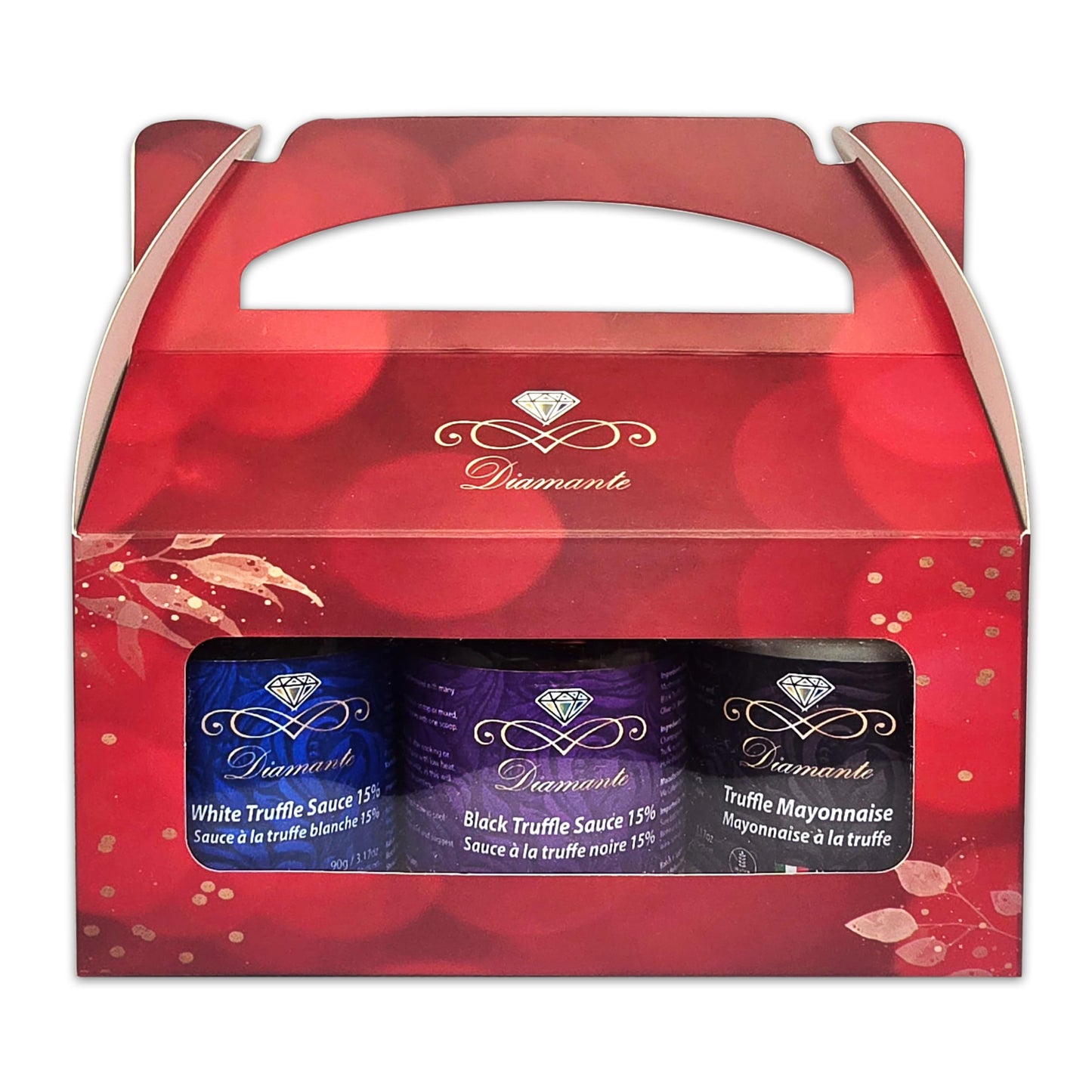 Diamante Italy Truffle Sauce Gift Box Set (3 jars x 90g), Including: 1pc of 15% White Truffle Sauce 90g, 1pc of Truffle Mayonnaise 90g, 100% Made in