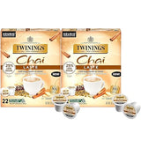 Twinings Chai Latte Black Tea Single Serve K-Cup Pods for Keurig, 22 Count (Pack of 2) Creamy, Slightly Sweet, Less Sugar, Caffeinated, Enjoy Hot or
