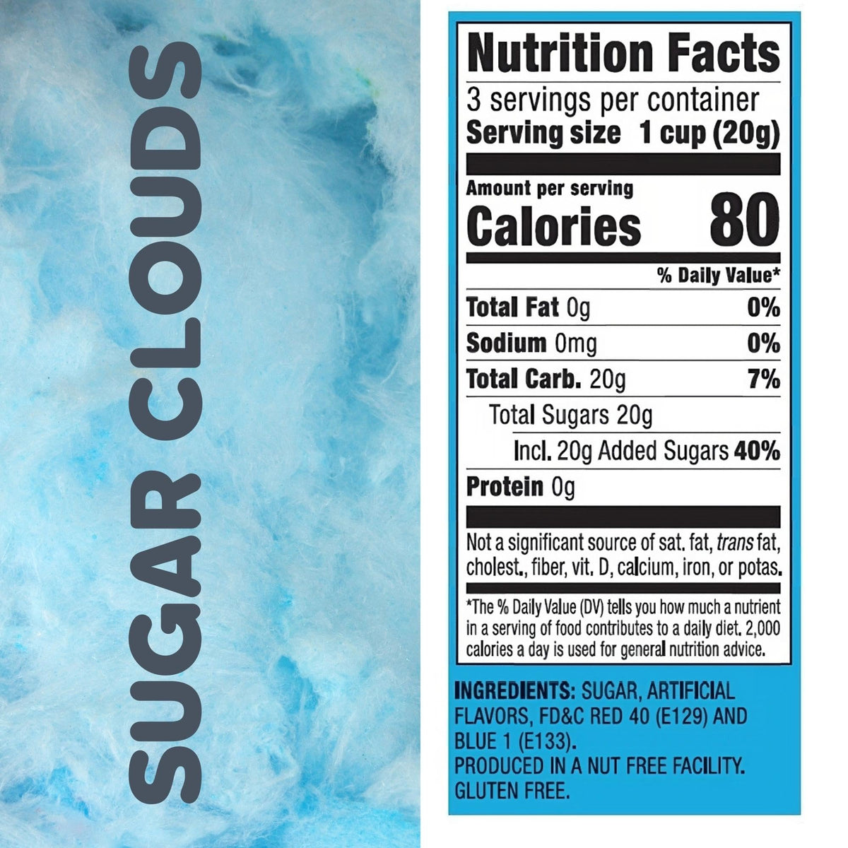 Snacktery Pink & Blue Cotton Candy - Experience the Sweetness of the Fair with Strawberry & Raspberry Flavored Cotton Candy - Pack of 3
