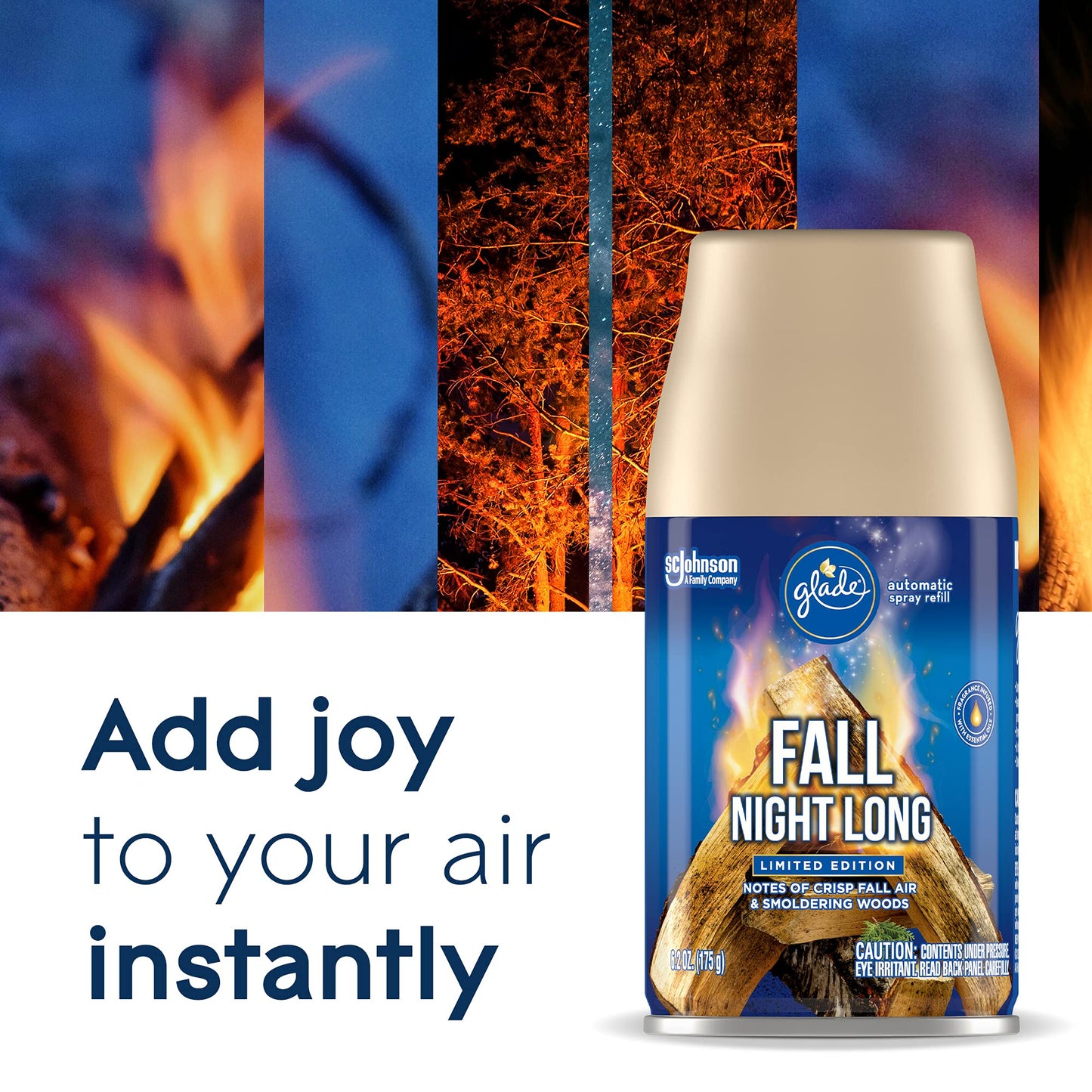 Glade Automatic Spray Refill, Air Freshener for Home and Bathroom, Fall Night Long, 6.2 Oz, 3 Count