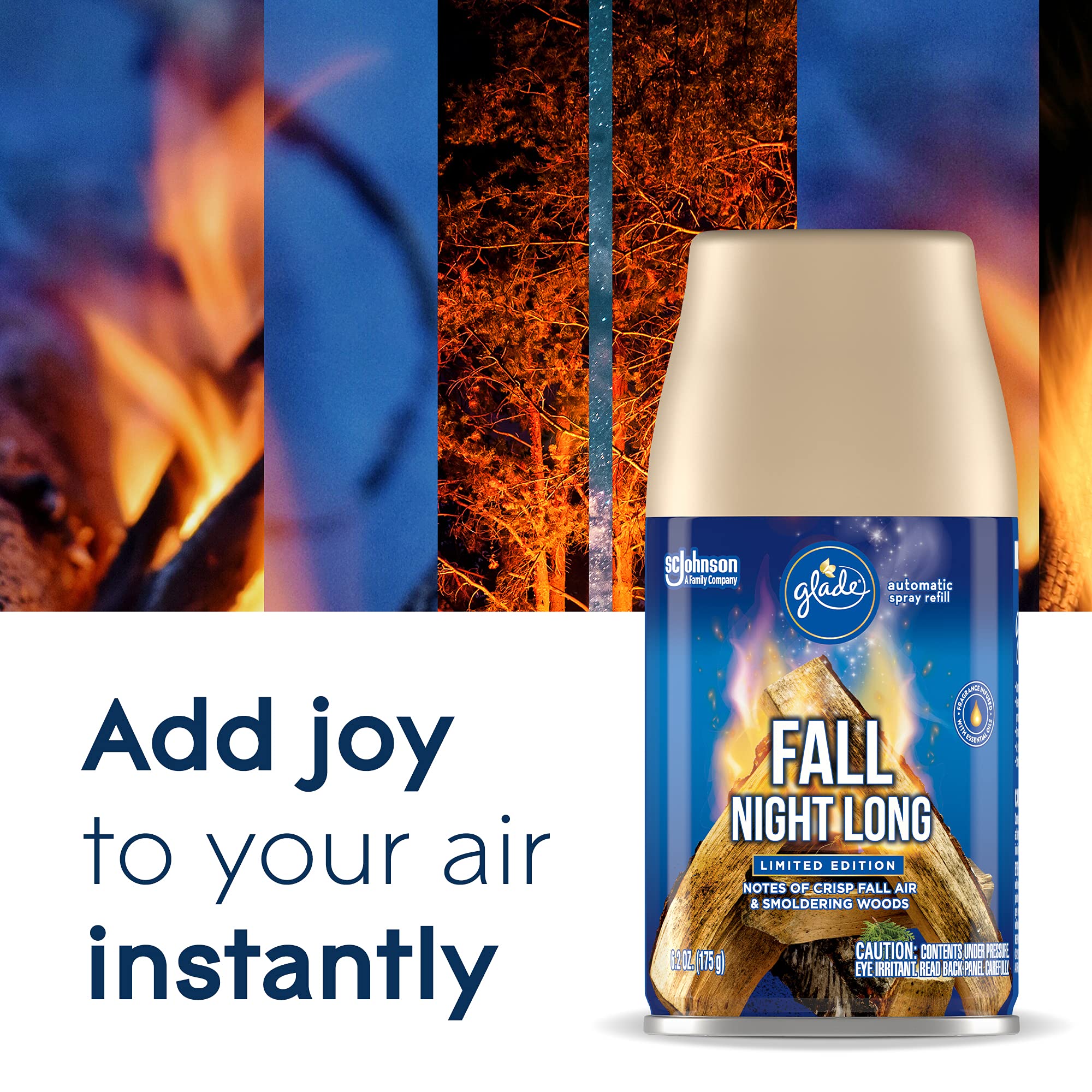 Glade Automatic Spray Refill, Air Freshener for Home and Bathroom, Fall Night Long, 6.2 Oz, 3 Count