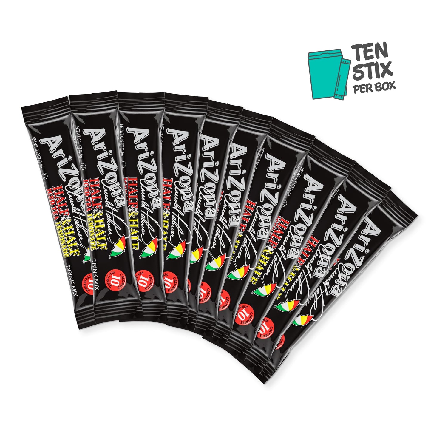 AriZona Arnold Palmer Half and Half - On-the-Go Powdered Drink Mix, 0.12oz 120 Count - 10ct Boxes (Pack of 12)