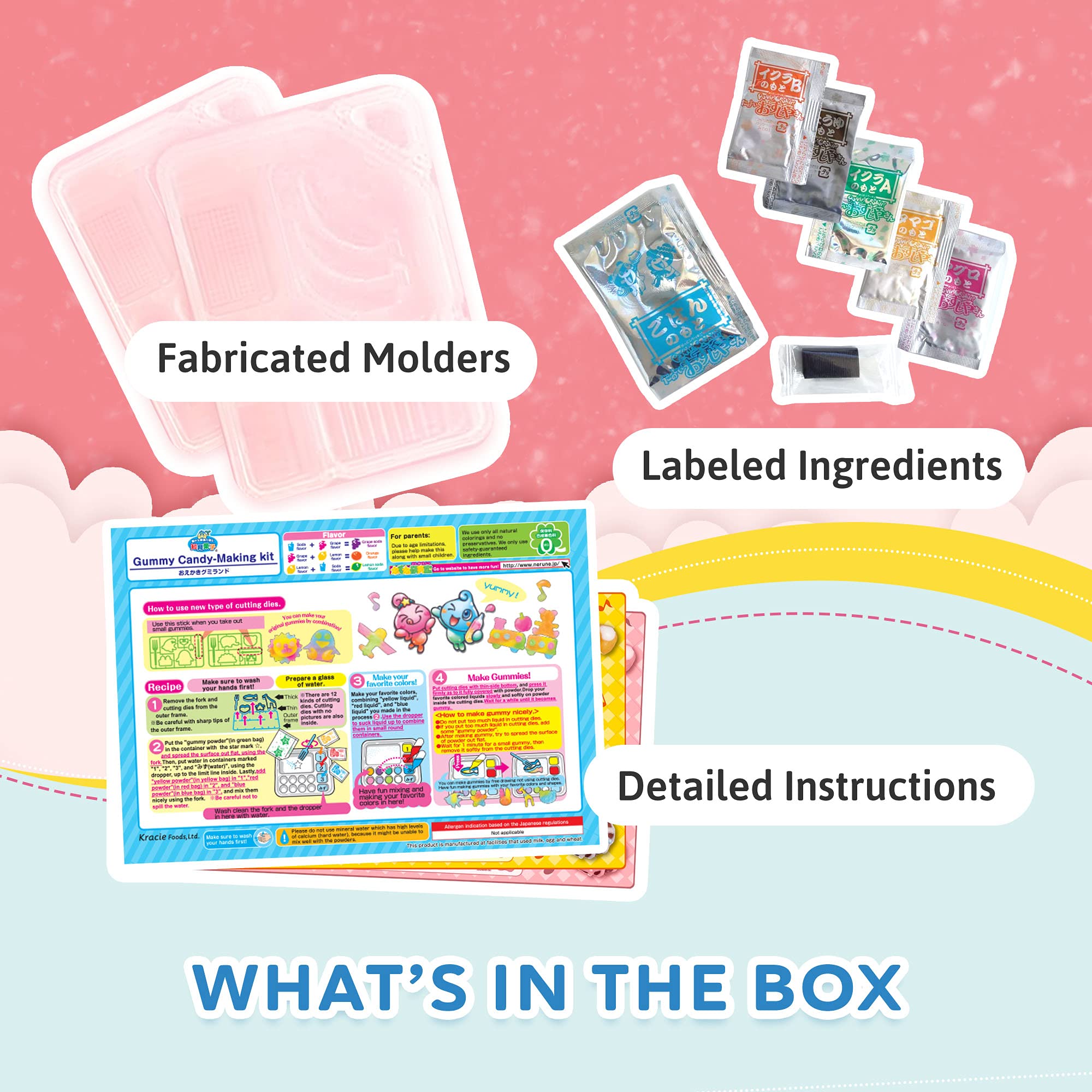 K-Munchies Kracie Popin Cookin Kits - 4 Pack Assorted Japanese Candy Making Kit Bundle - DIY Ramen, Hamburger, Gummi Land, Sushi Candy Poppin Cookin