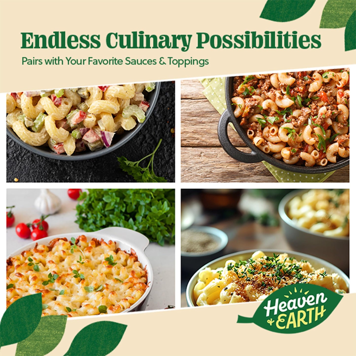 Heaven & Earth Brown Rice Gluten Free Elbow Pasta, 12oz (3 Pack) | Whole Grain | Amazing Texure - Tastes Like Regular