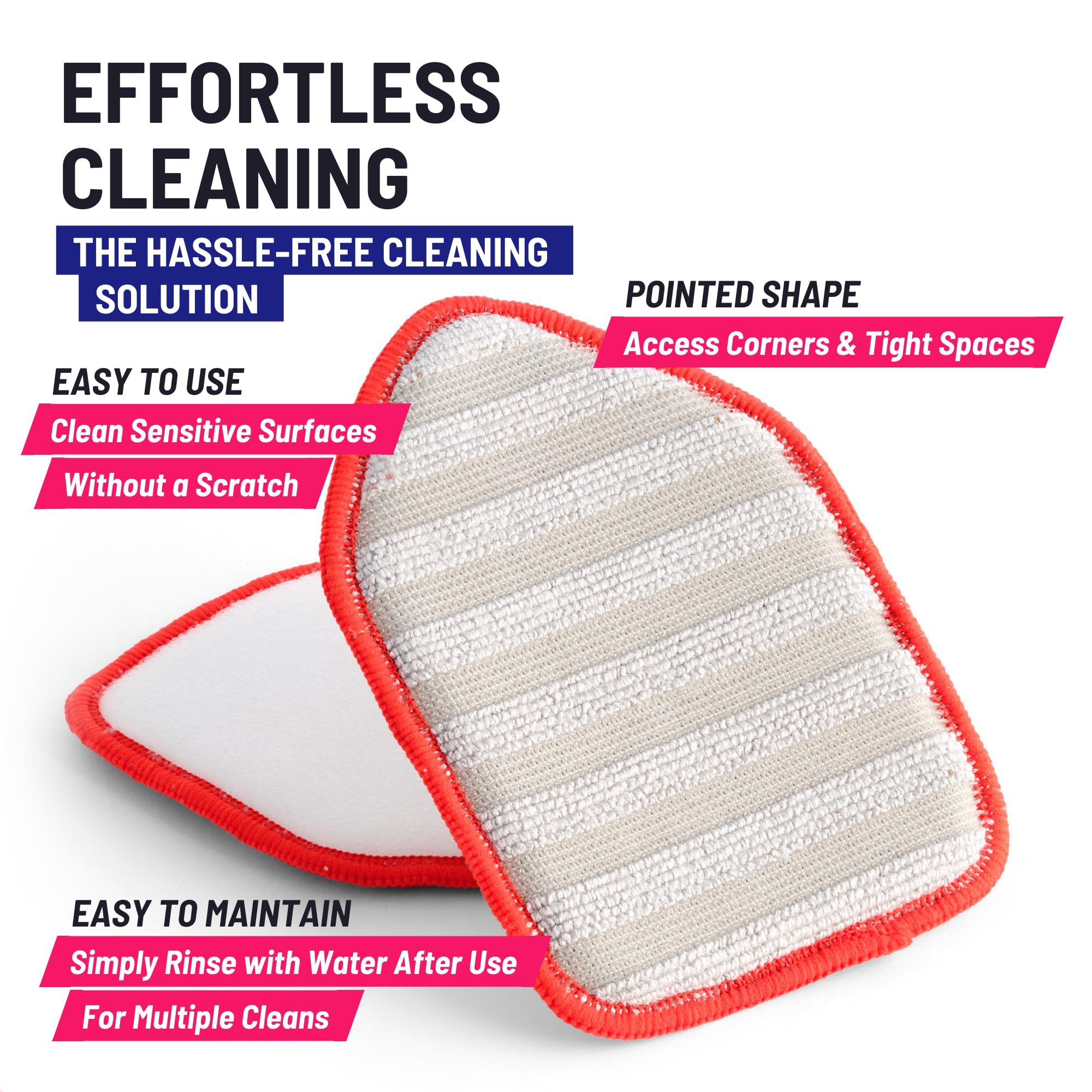 Moku Home Replacement Microfiber Pad for Moku Home Extendable Tub Tile Shower Scrubber for Cleaning Non-Scratch (2X Microfiber Pad Red)