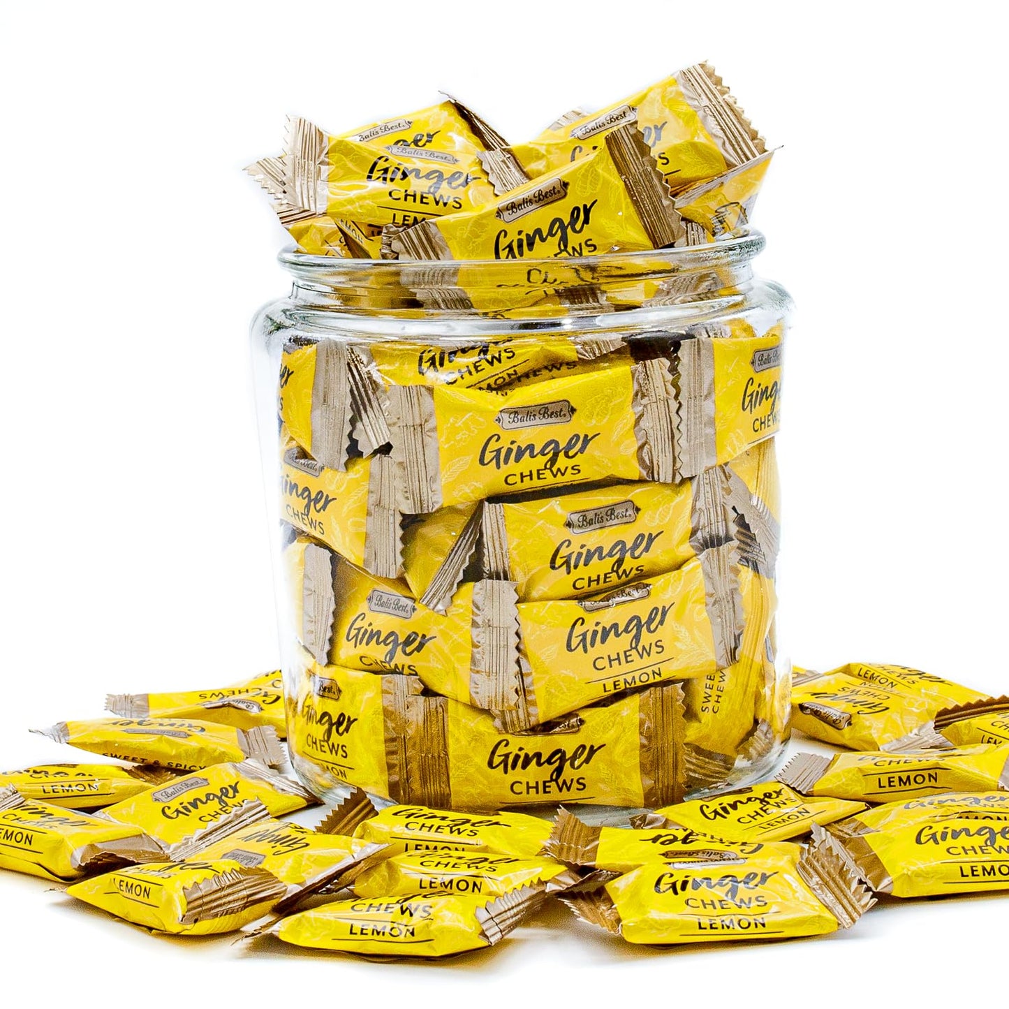 Ginger Candy Chews for Nausea Relief 1 lb - Natural Lemon and Honey Flavored, 100% Real Ginger, Individually Wrapped, Bulk