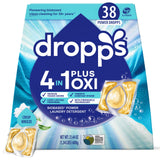Dropps 4-in-1 Plus Oxi Laundry Detergent Pods, Crisp Breeze (38 Count) - Laundry Pods | Advanced Odor Defense | Fights Stains | Whitens & Brightens |