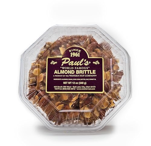 Western Nut Company Brittle Gift in 1lb Plastic Tray, Candy & Chocolate Gifts - Almond Brittle