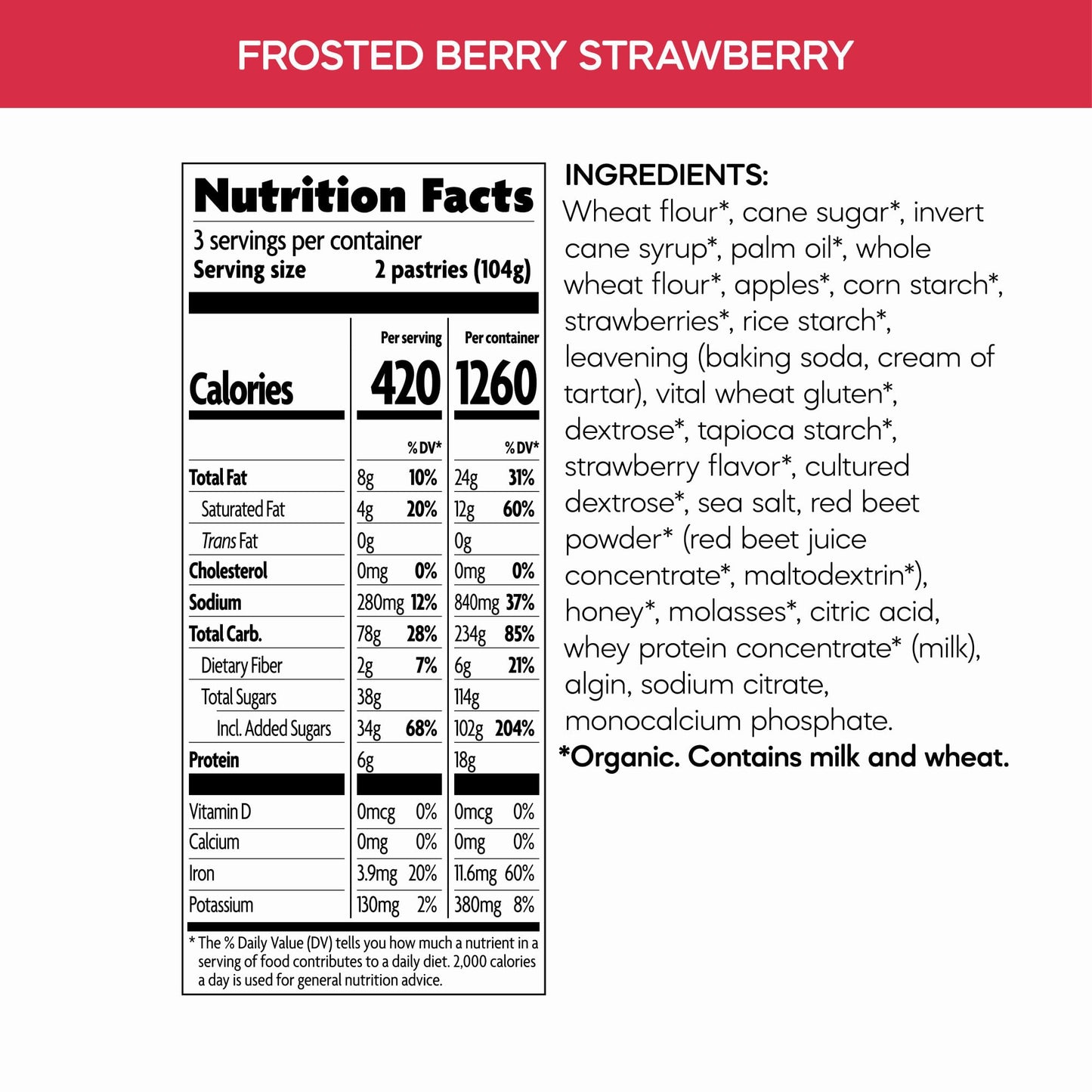 Nature's Path Organic Frosted Berry Strawberry Toaster Pastries, 11 oz (Pack of 1), Non-GMO
