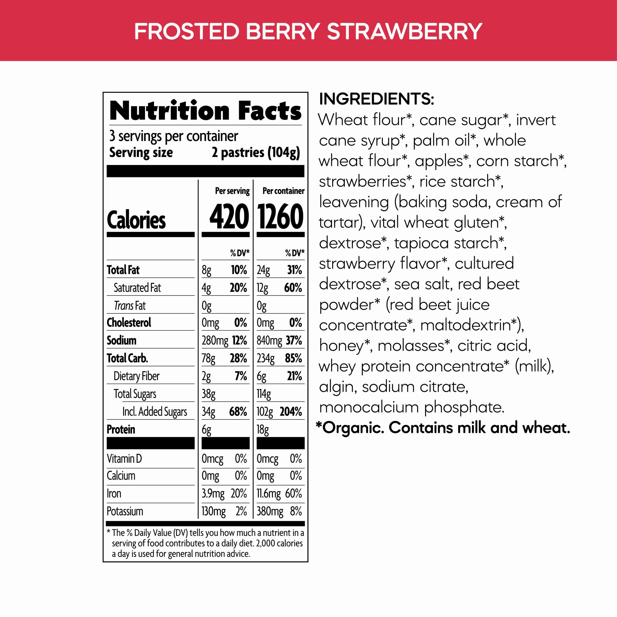 Nature's Path Organic Frosted Berry Strawberry Toaster Pastries, 11 oz (Pack of 1), Non-GMO