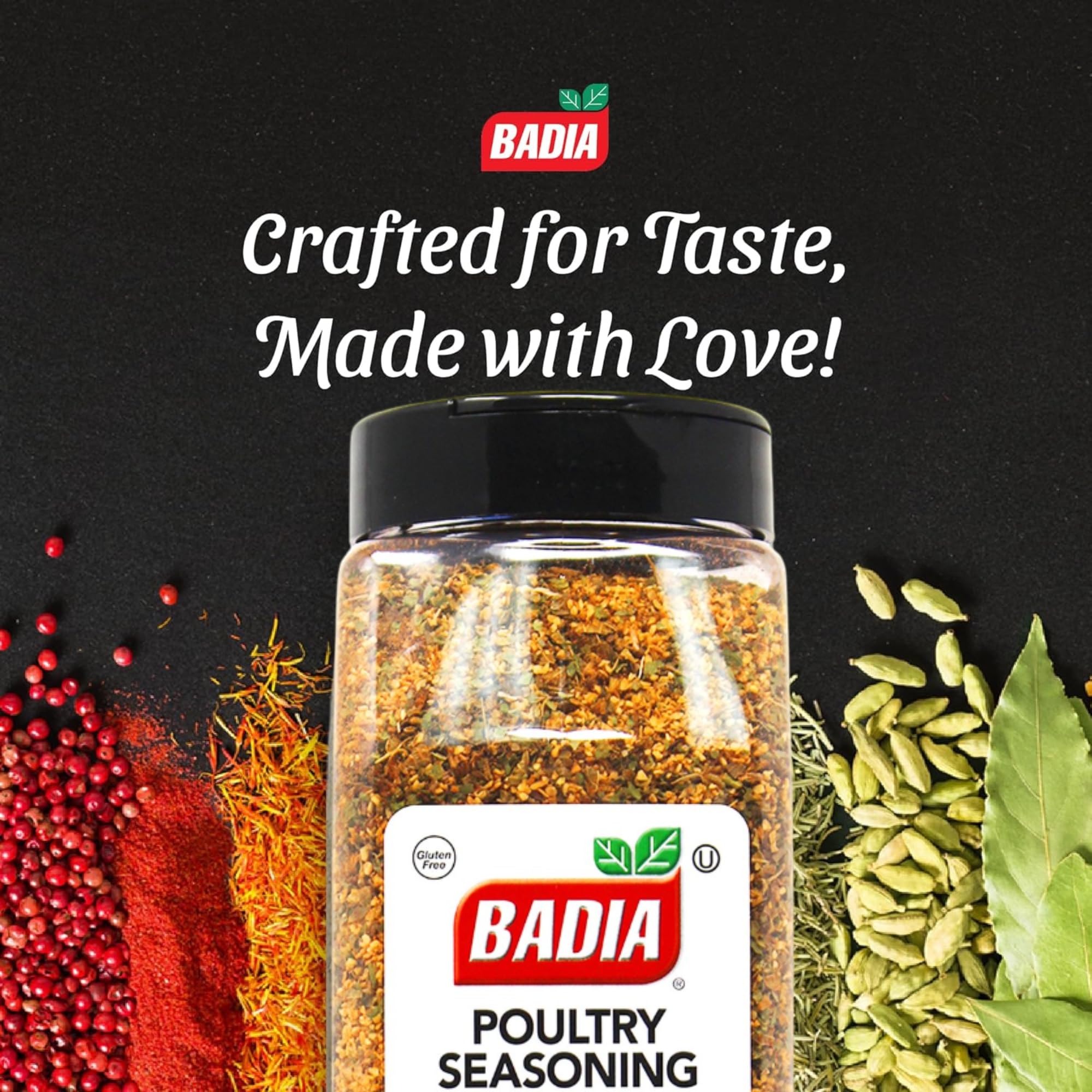 Badia Poultry Seasoning Southern Blend 22 oz - Classic Southern Style Herb & Spice Mix with Sage, Thyme & Spices - No MSG, Kosher, Gluten Free