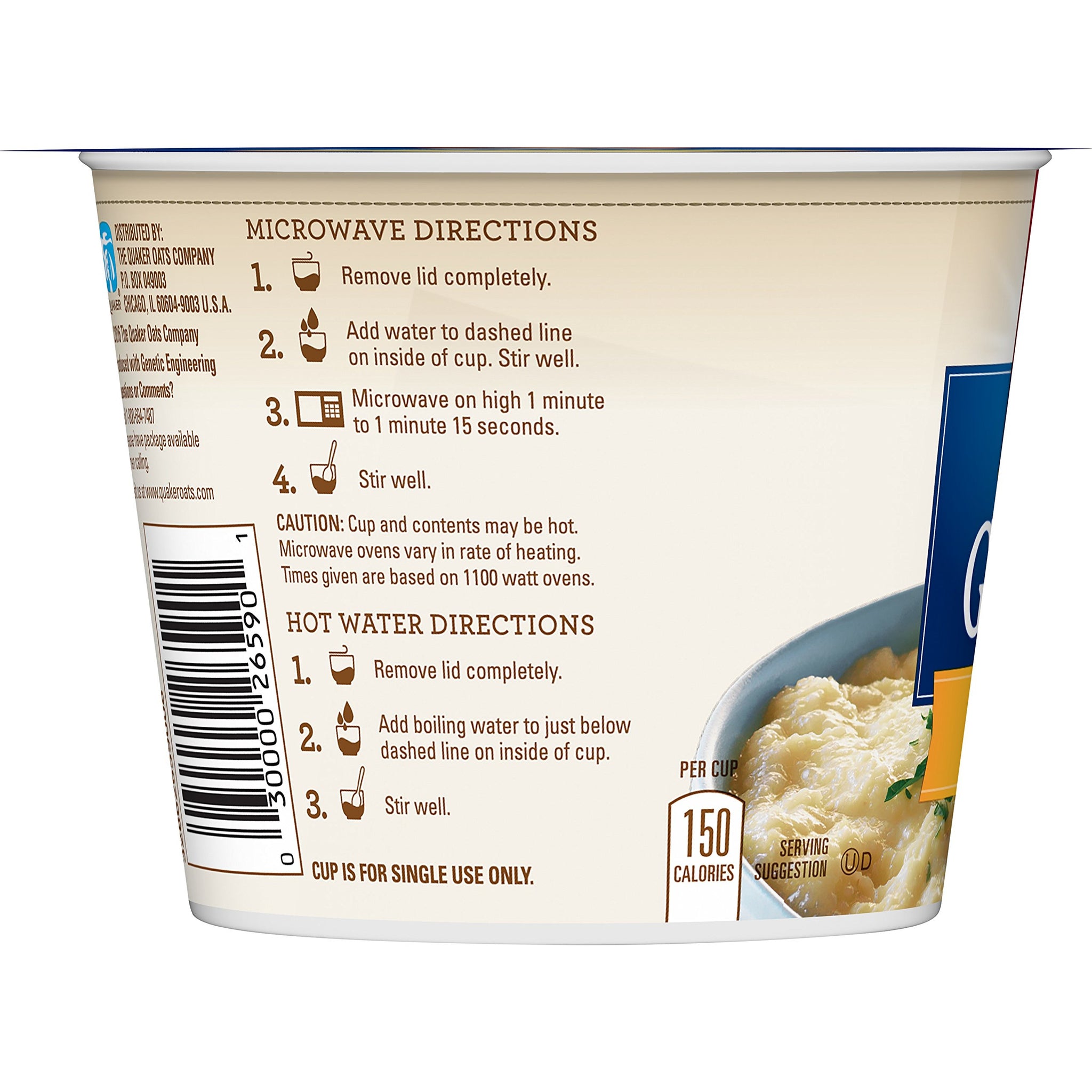 Quaker Instant Grits, Butter, 1.48 Ounce Cup
