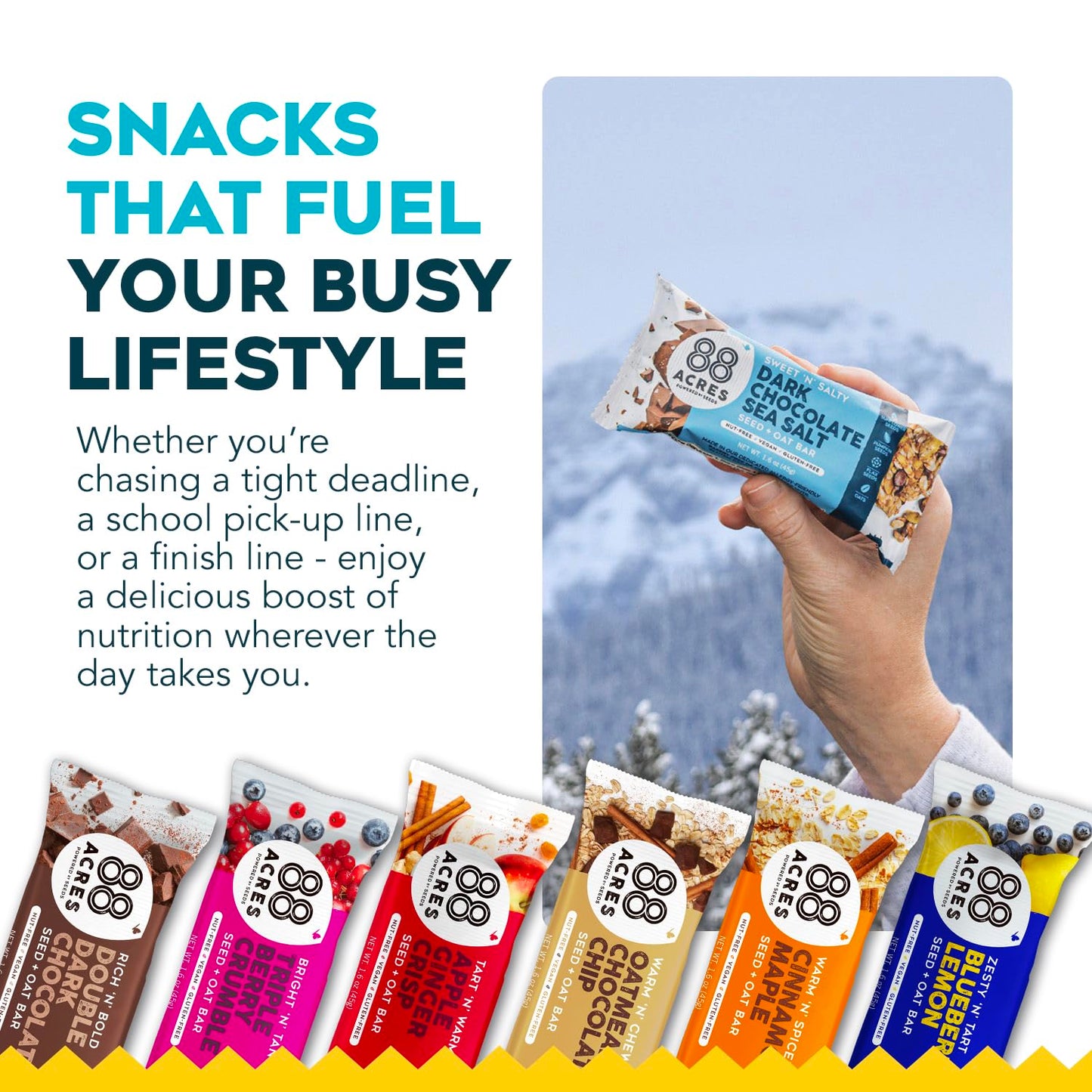 88 Acres Granola Bars Variety Pack, 6 Count, School Safe, Allergen Free Seed & Oat Snack Bar, Gluten & Nut Free, Vegan, Non-GMO & Kosher, Individually