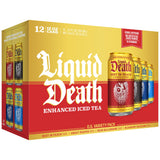 Liquid Death Iced Tea - O.G. Variety, Less Sugar*, Boost of Caffeine, B Vitamins, No Artificial Sweeteners, 4 Flavors: Tea/Lemonade, Rest in Peach