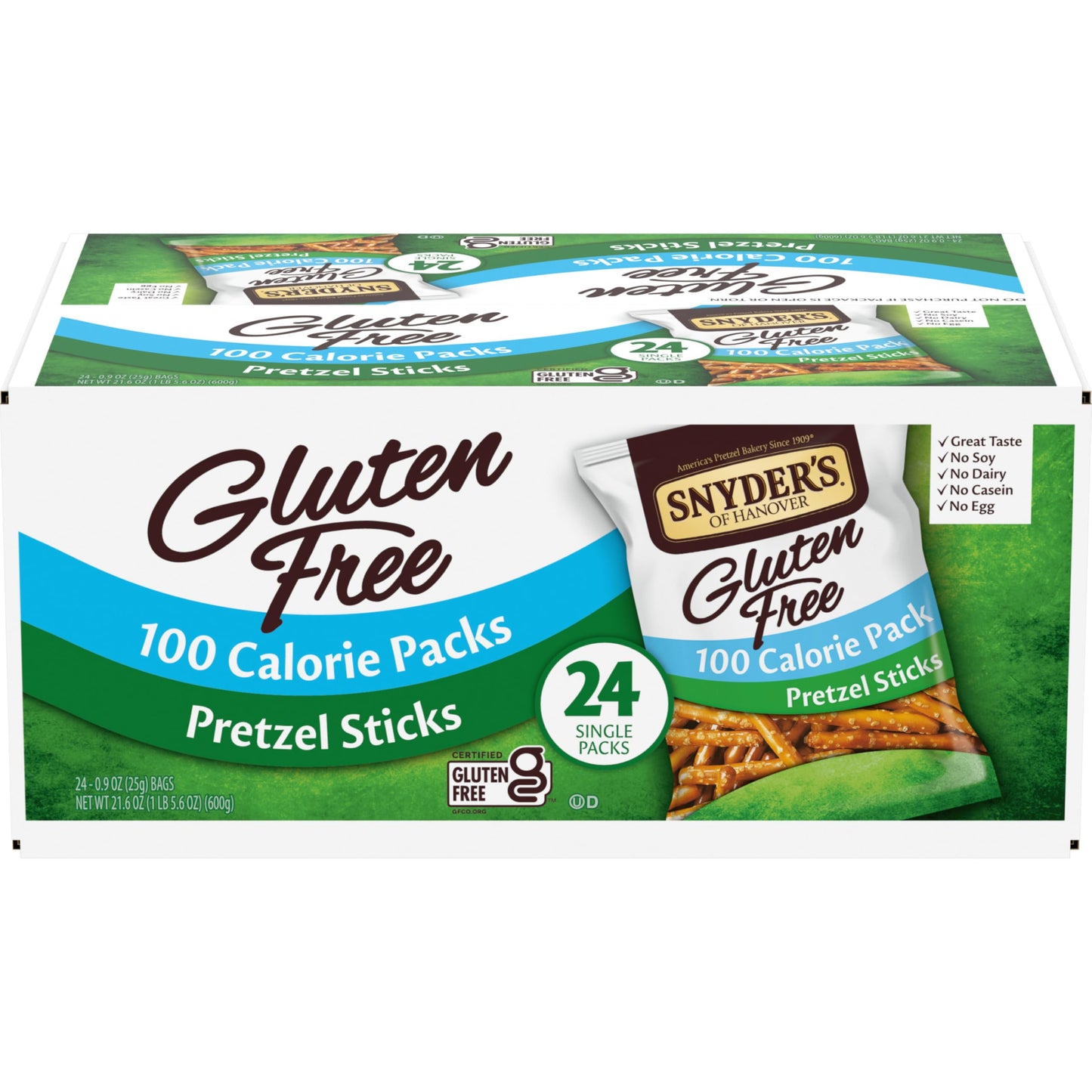 Snyder's of Hanover Gluten Free Pretzel Sticks, 100 Calorie Individual Packs, 24 Ct