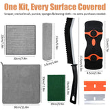 MiToBeLe Heavy Duty Oven Cleaner Brush Set,Oven Cleaning Kits,Oven Cleaning Tools Accessories with Razor Blade Scraper,Crevice Cleaning Brush,Pumice