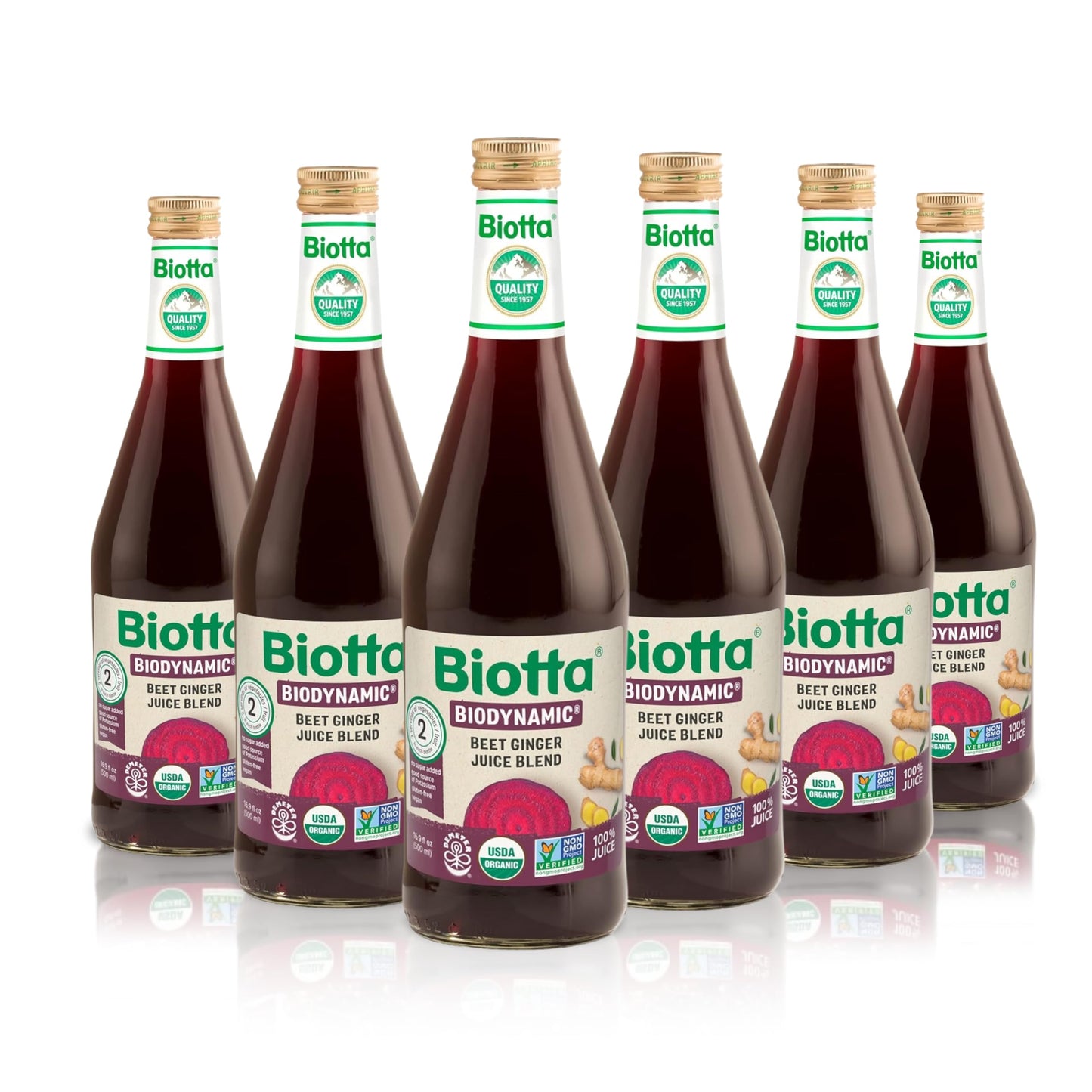 Biotta Organic Beet Ginger Juice - 100% Vegetable Juice for Energy, Immunity & Wellness - Excellent Source of Nutrients - All Natural, Non-GMO
