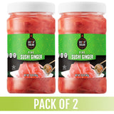 Best of Thailand Japanese Pink Pickled Sushi Ginger | No MSG | 2 Jars of 12oz Fresh Sliced Young Gari Pickled Ginger in Sweet Pickling Brine with