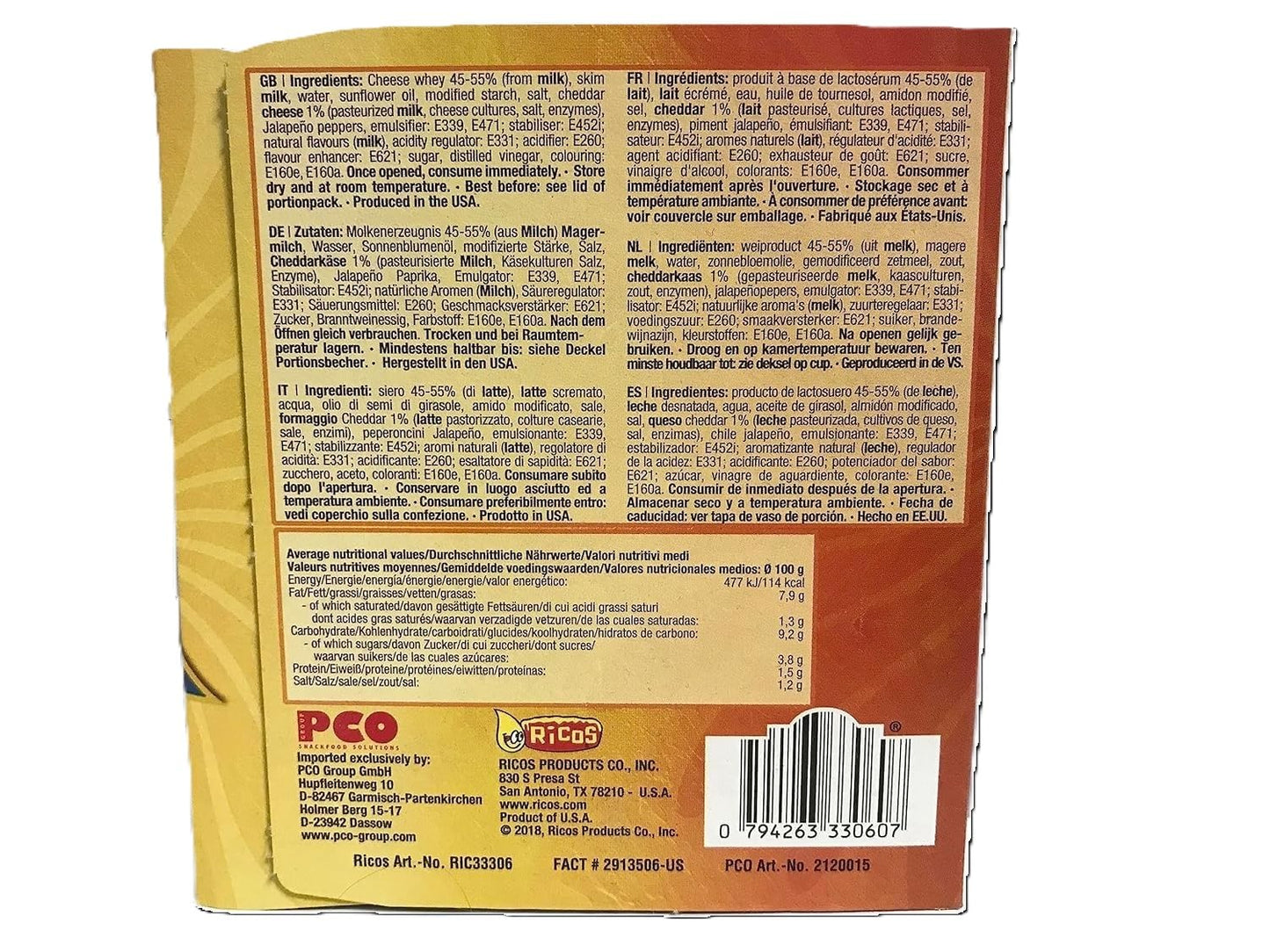 Ricos Nacho Cheese Sauce 3.5 oz Cups, Pack of 24 - Perfect for Snacks